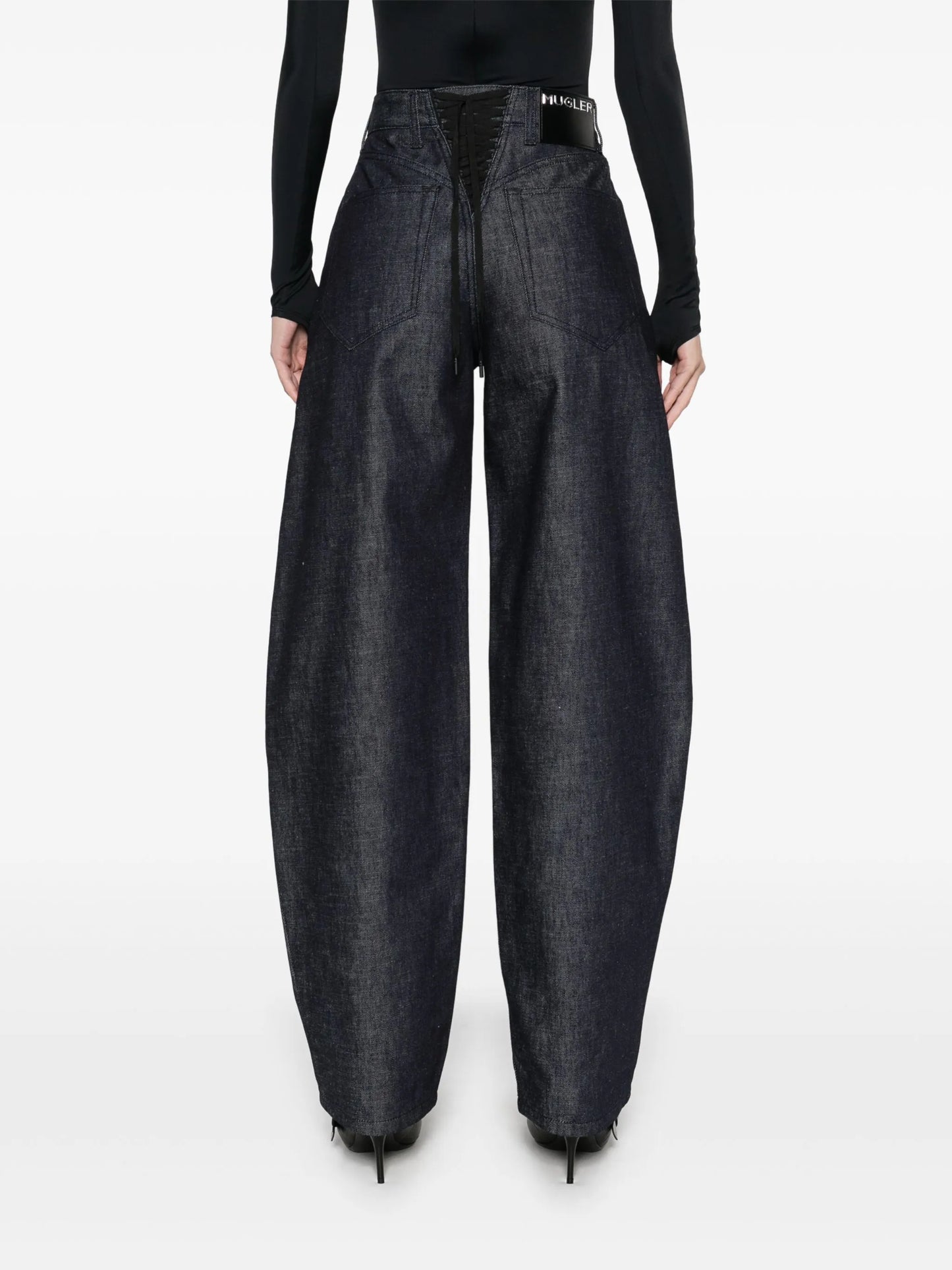 lace-up wide leg jeans