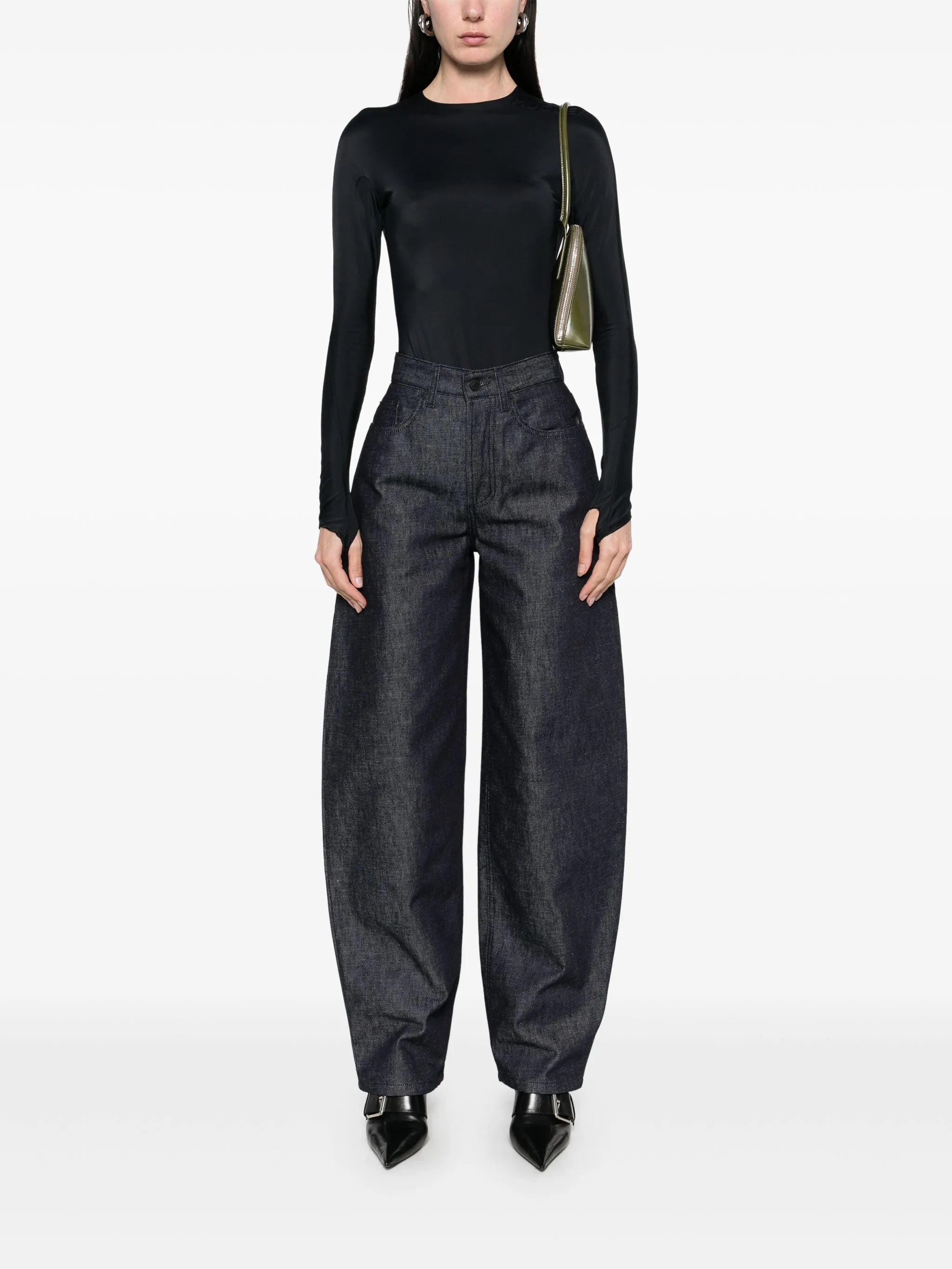 lace-up wide leg jeans