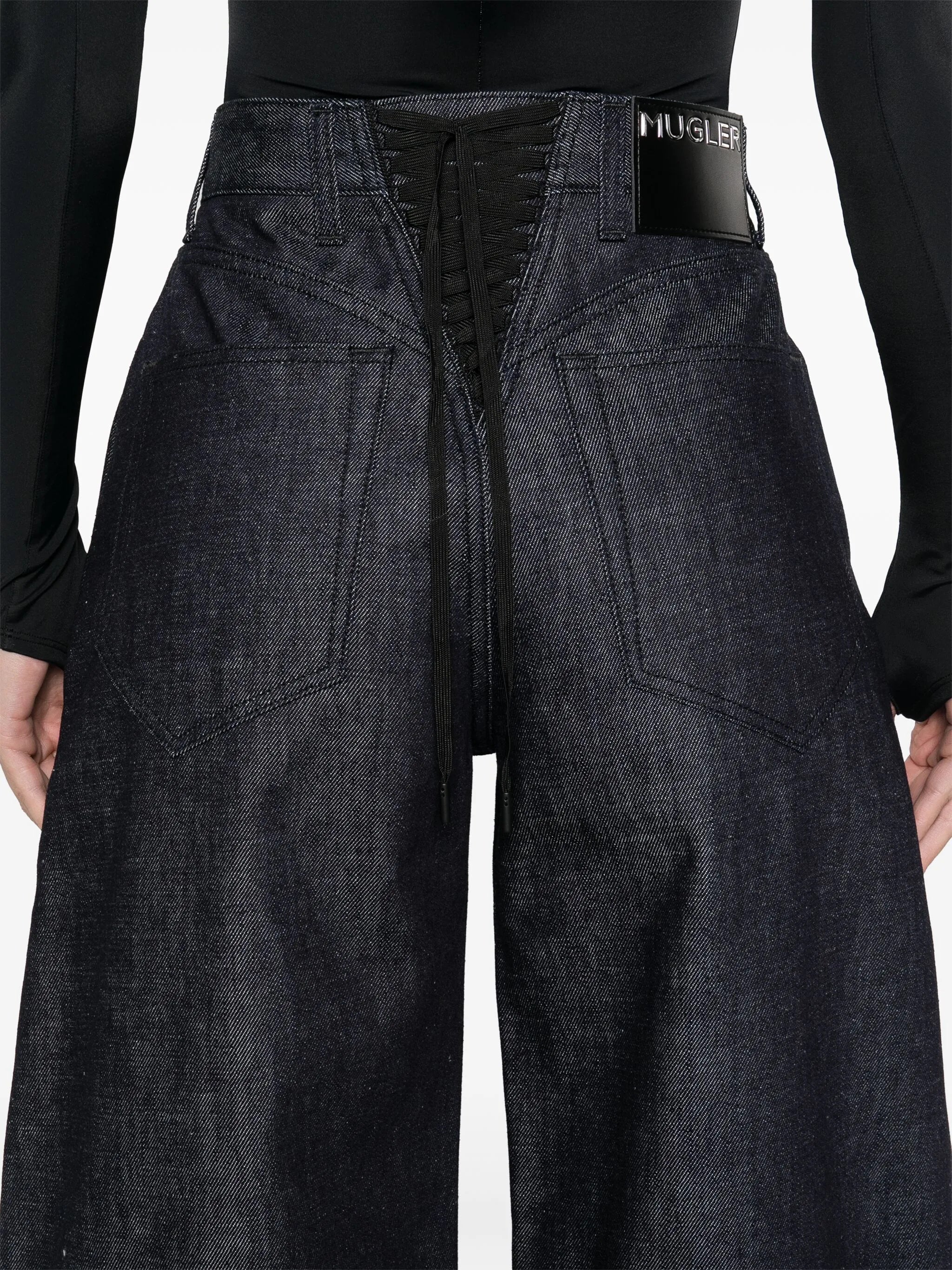 lace-up wide leg jeans