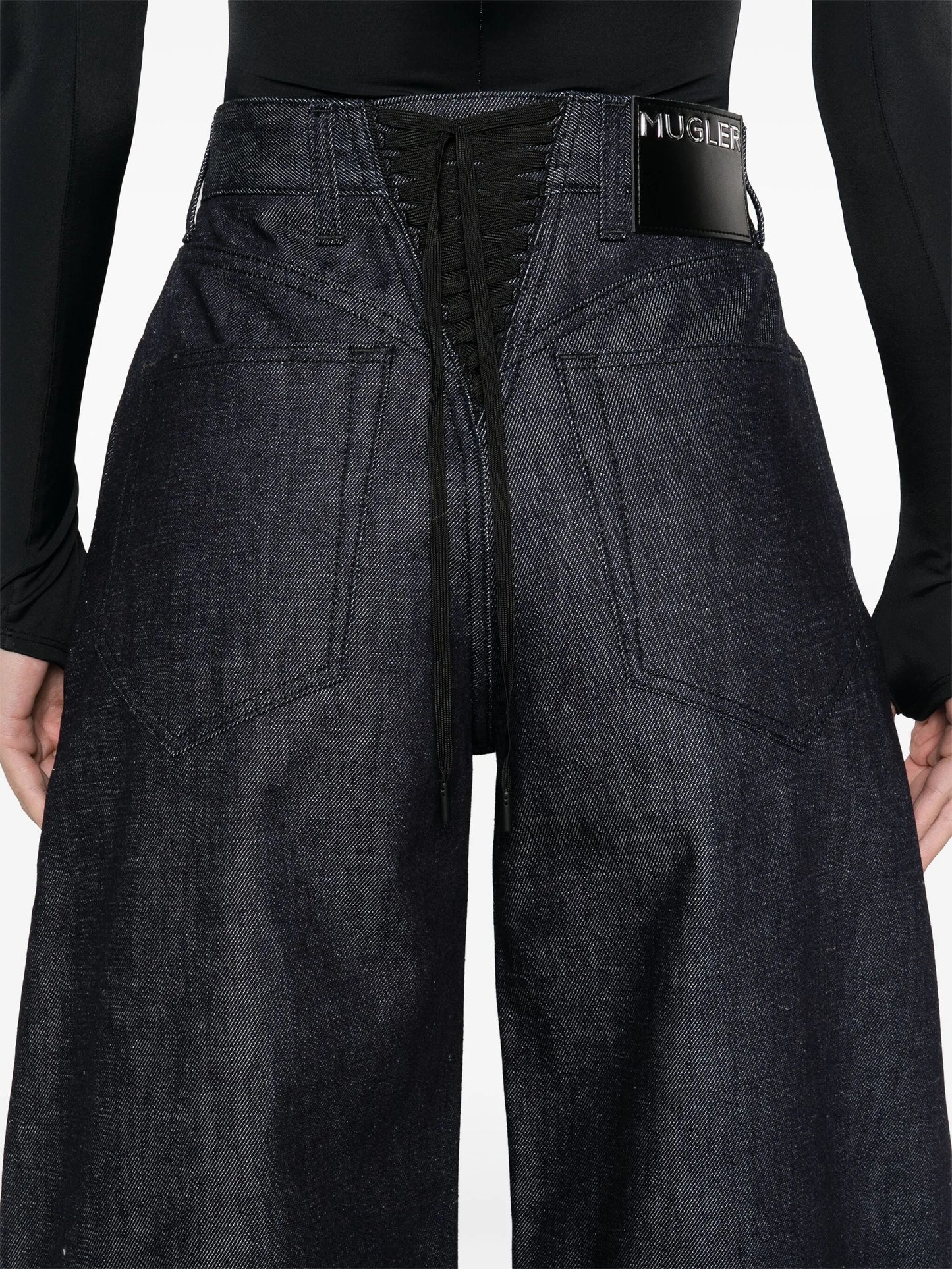 lace-up wide leg jeans