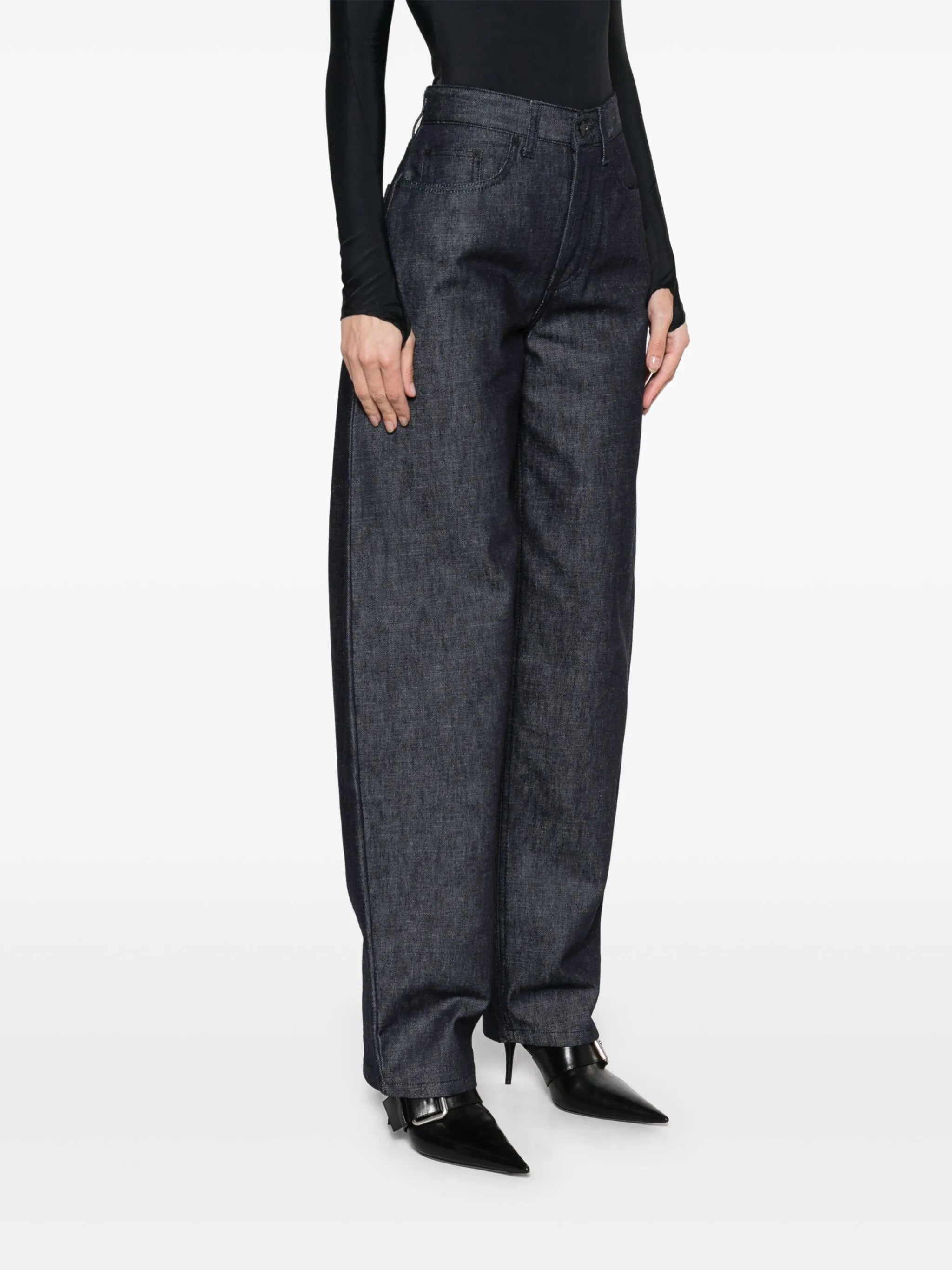 lace-up wide leg jeans