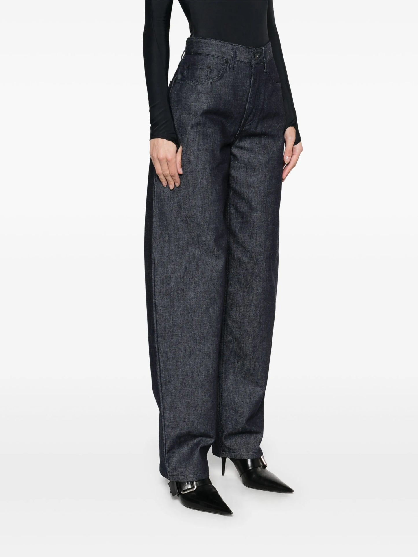 lace-up wide leg jeans