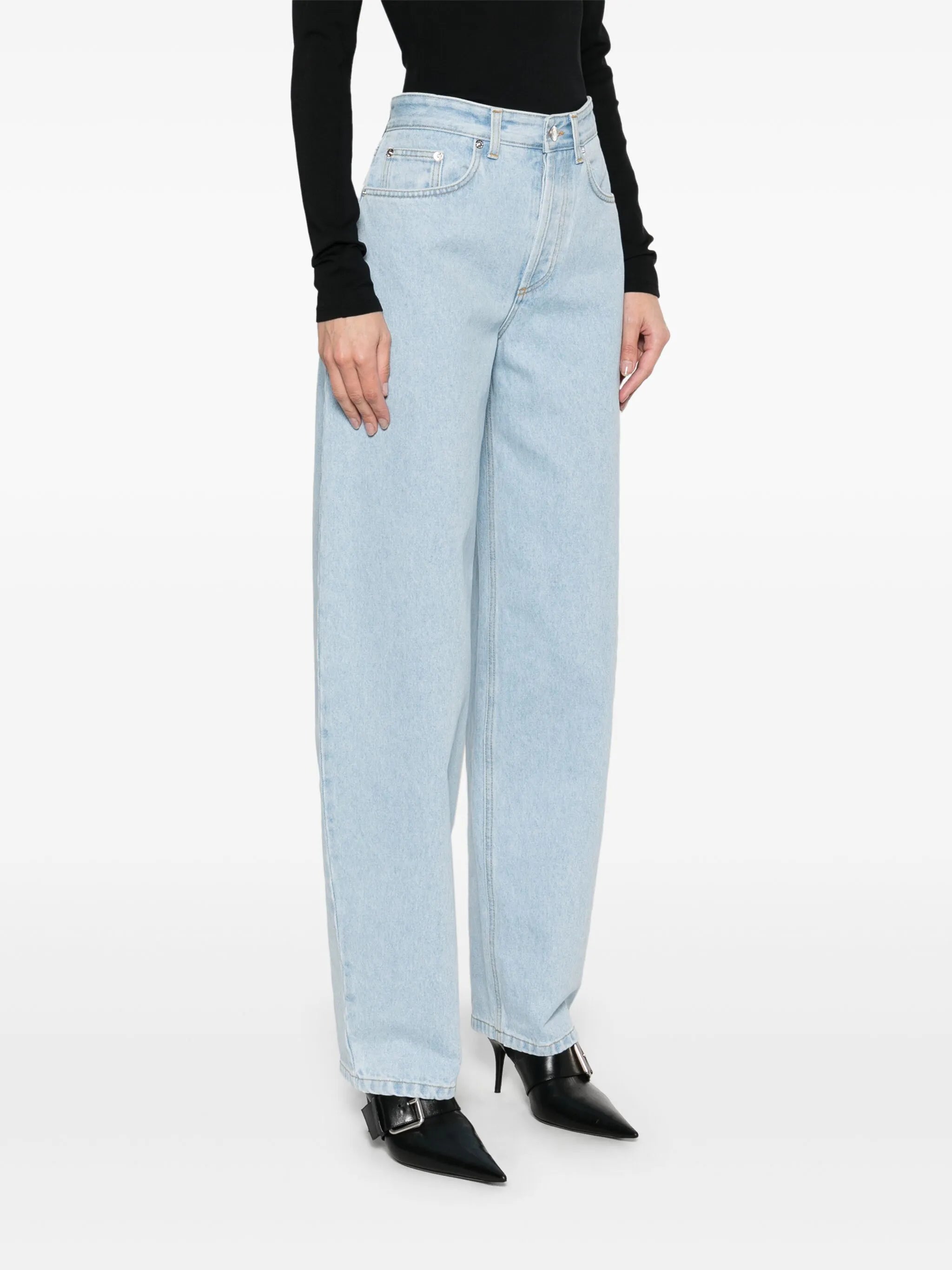 lace-up wide leg jeans