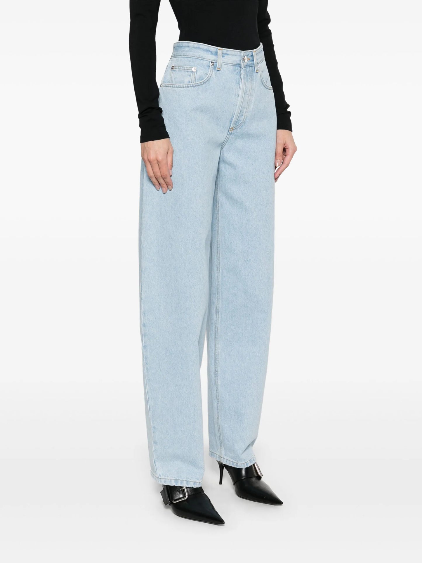 lace-up wide leg jeans