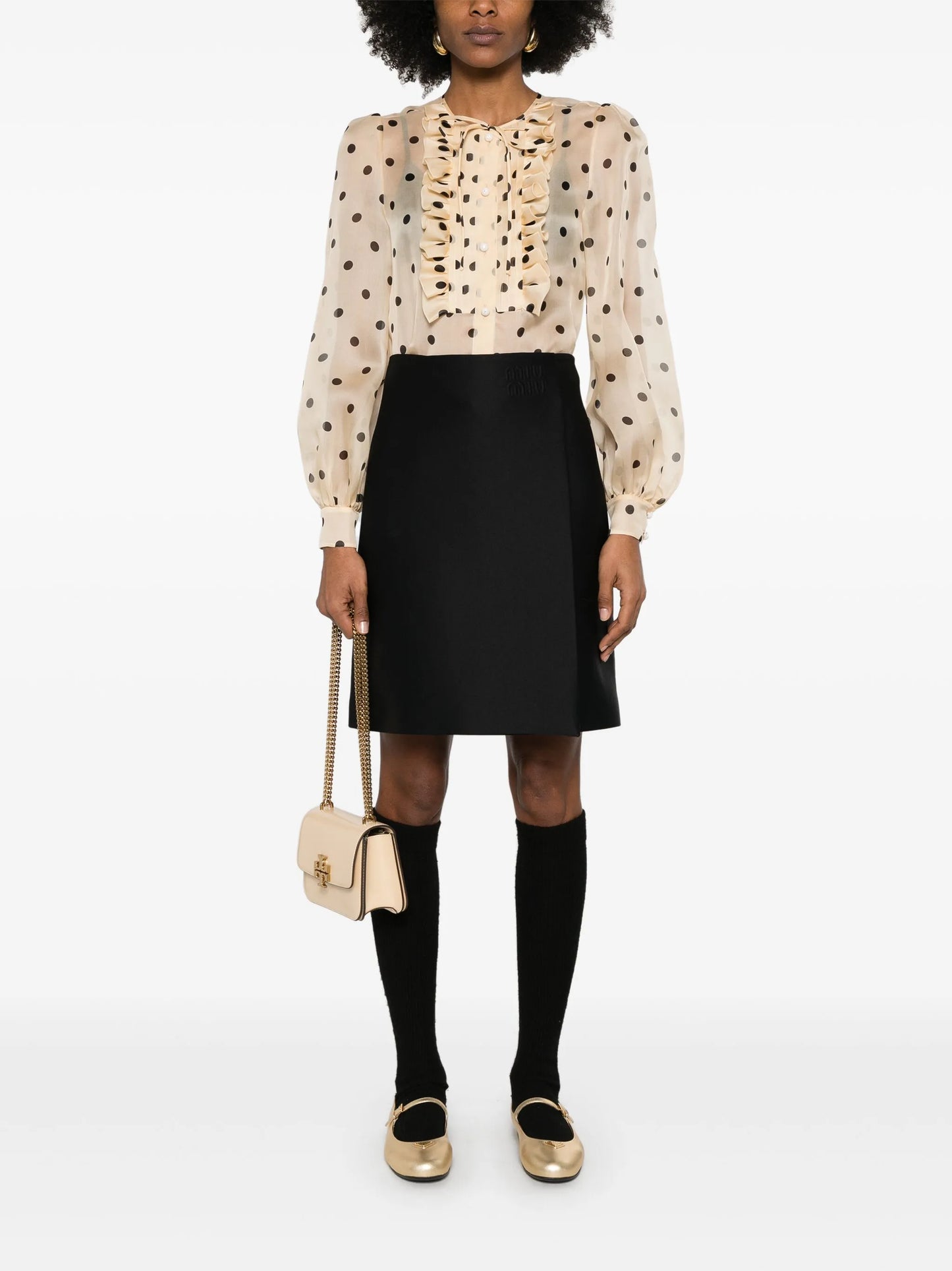 polka dot-print blouse