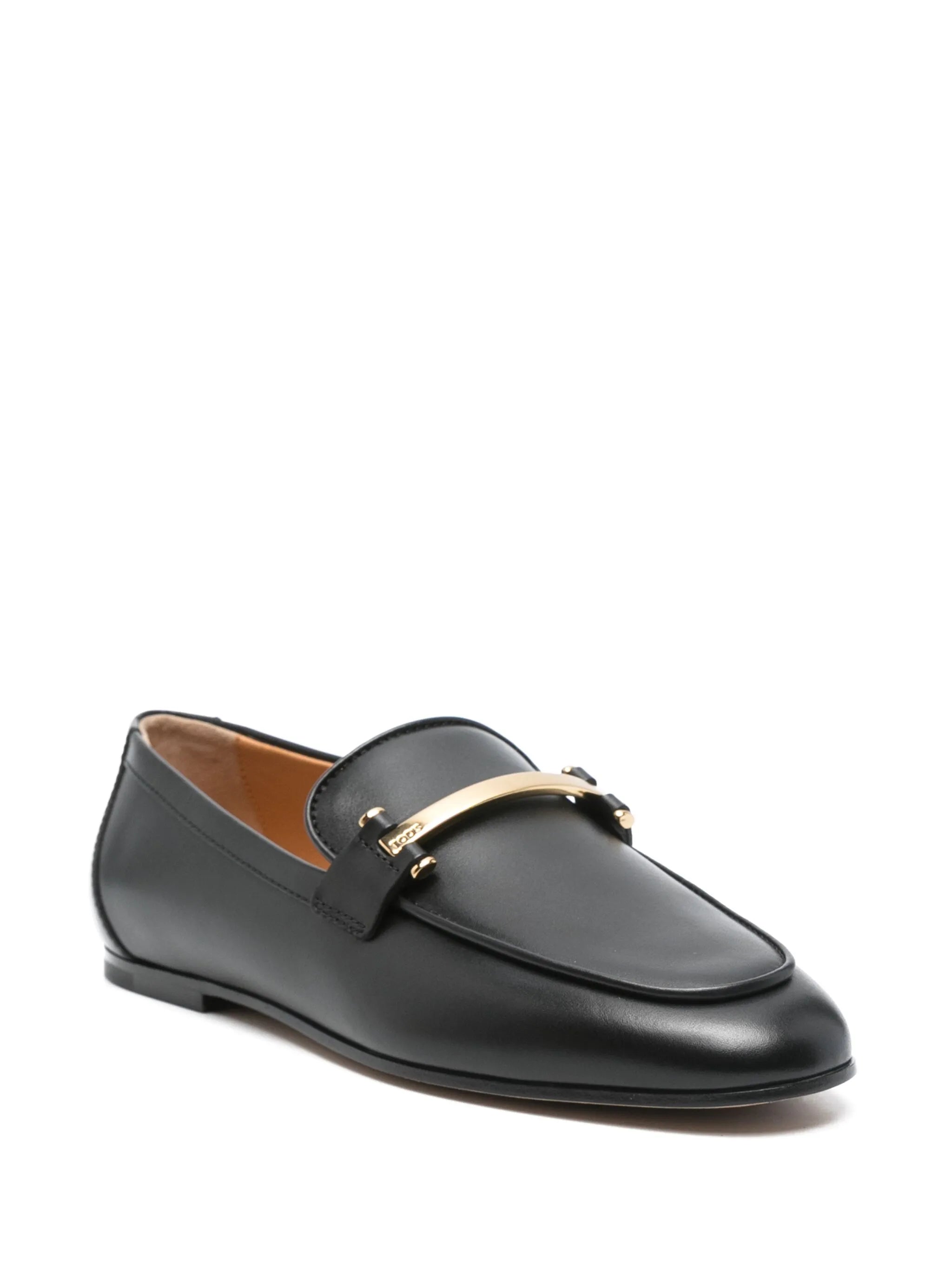 metal-bar leather loafers