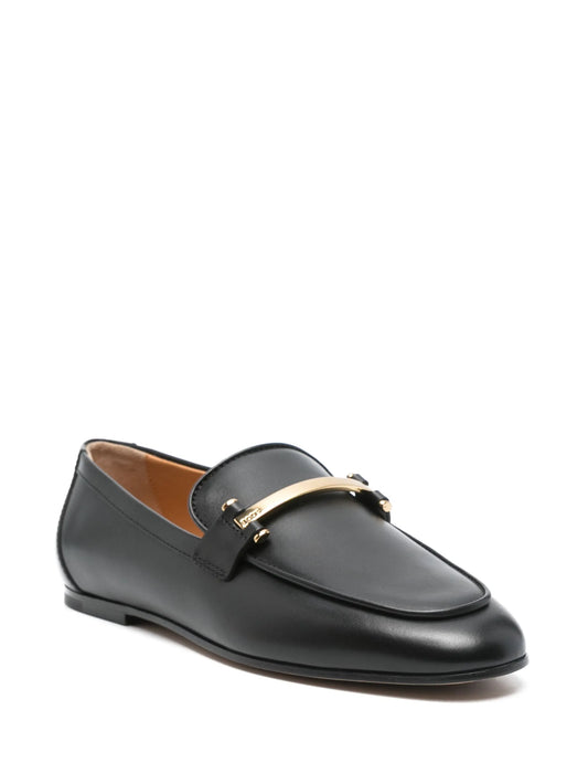 metal-bar leather loafers
