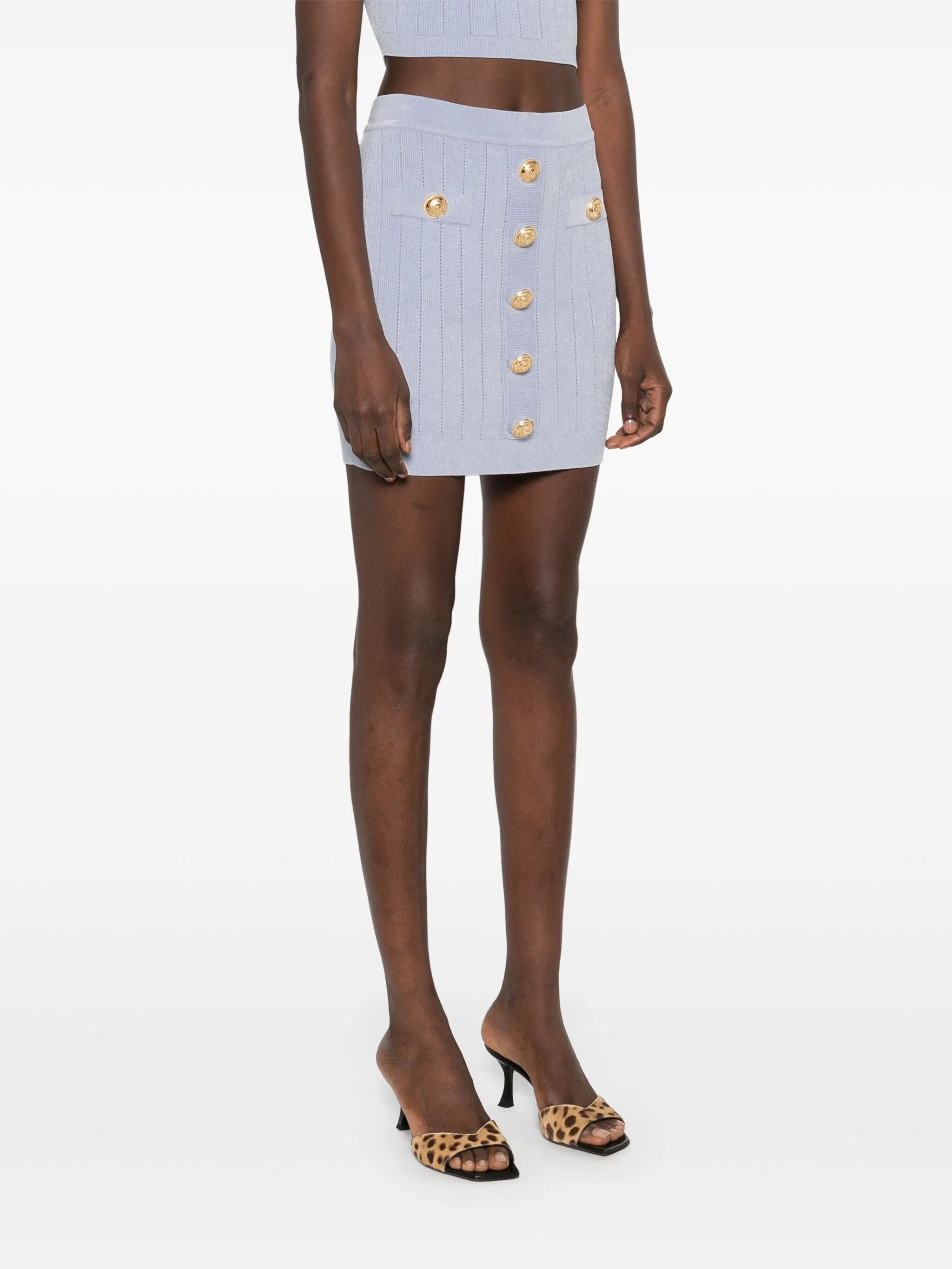 Coin-buttons detailed mini skirt