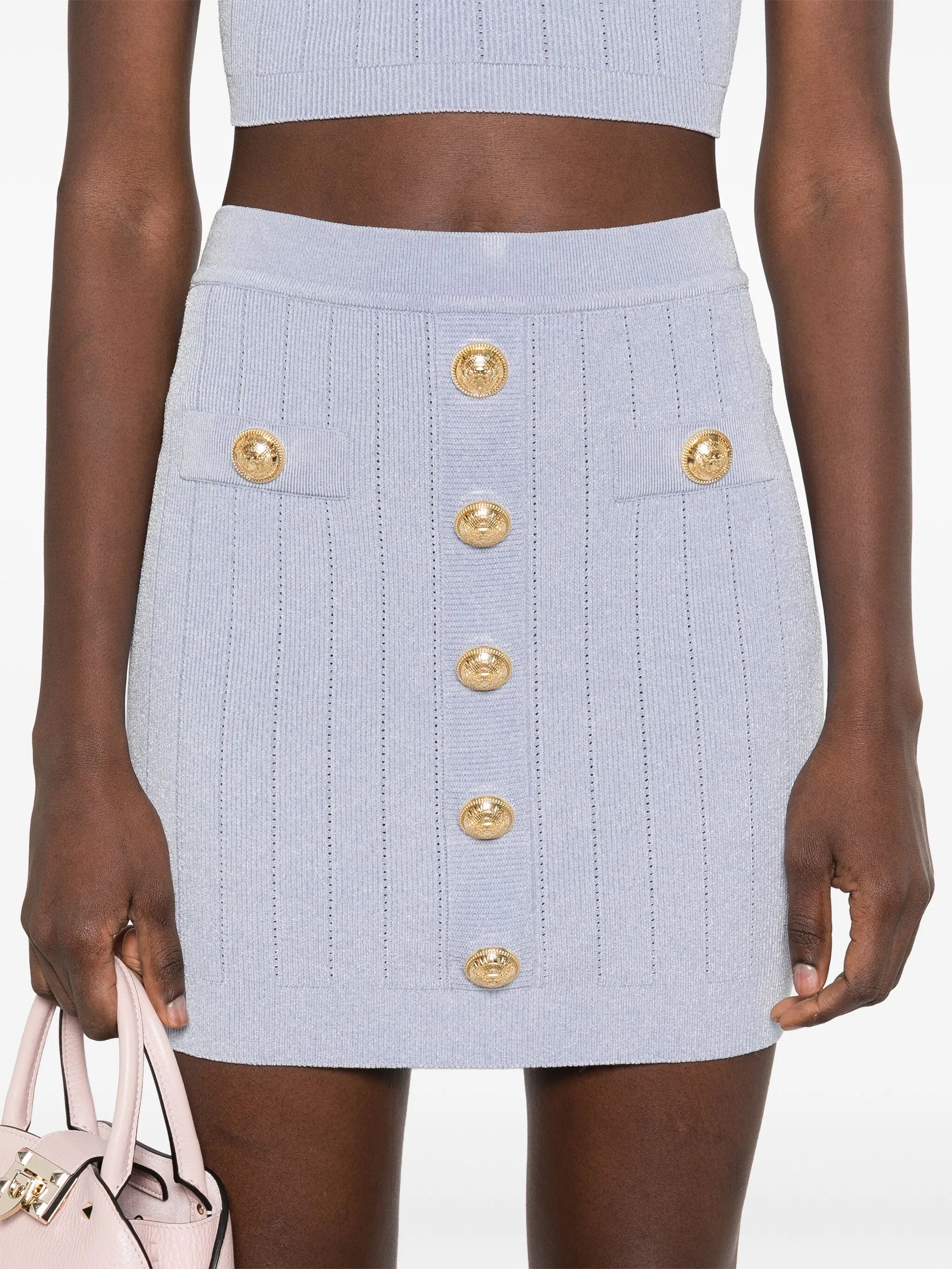 Coin-buttons detailed mini skirt