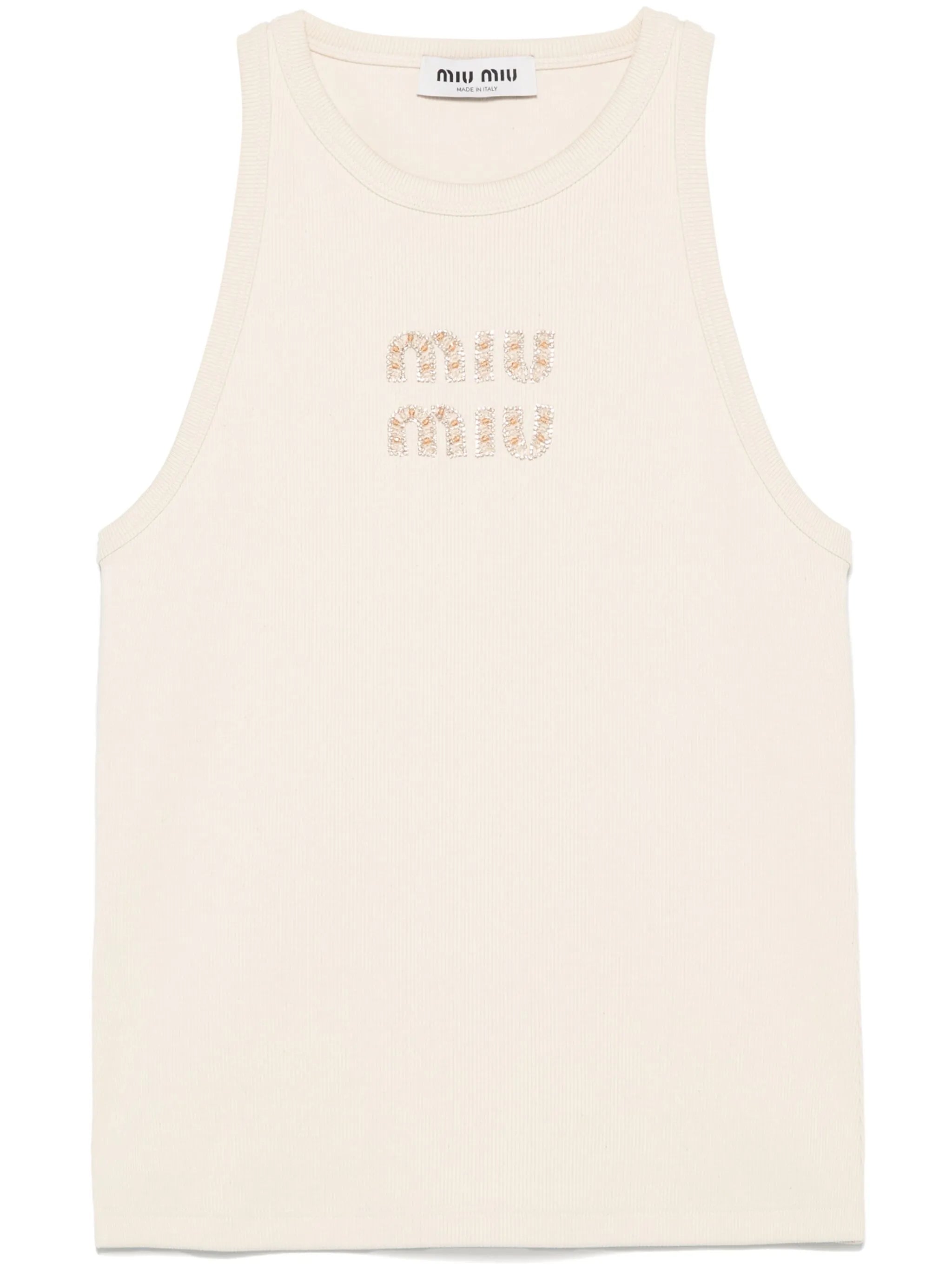 logo-embroidered jersey tank top