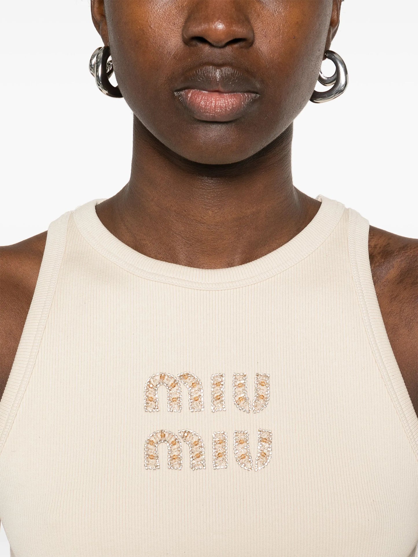 logo-embroidered jersey tank top