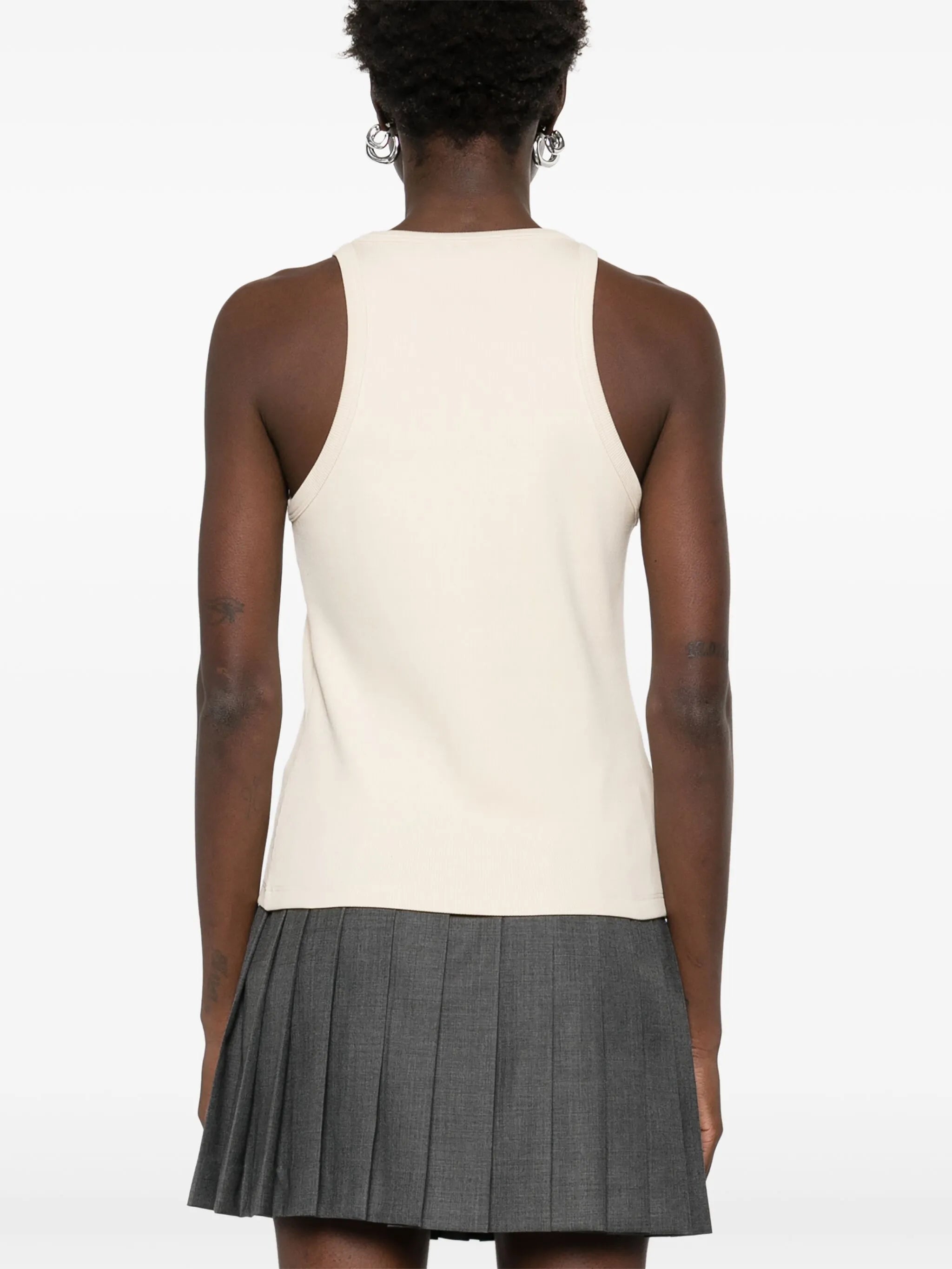 logo-embroidered jersey tank top