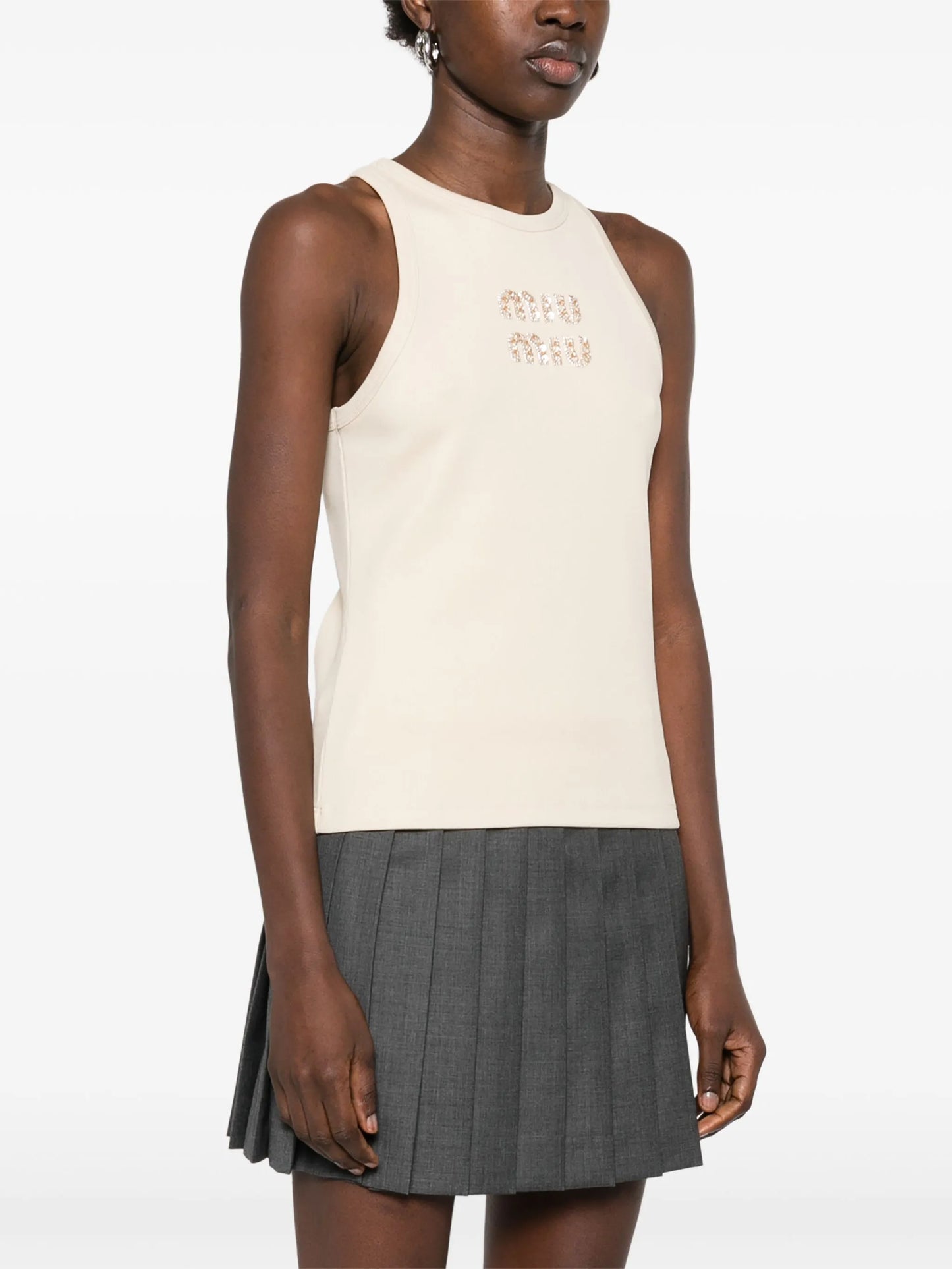 logo-embroidered jersey tank top