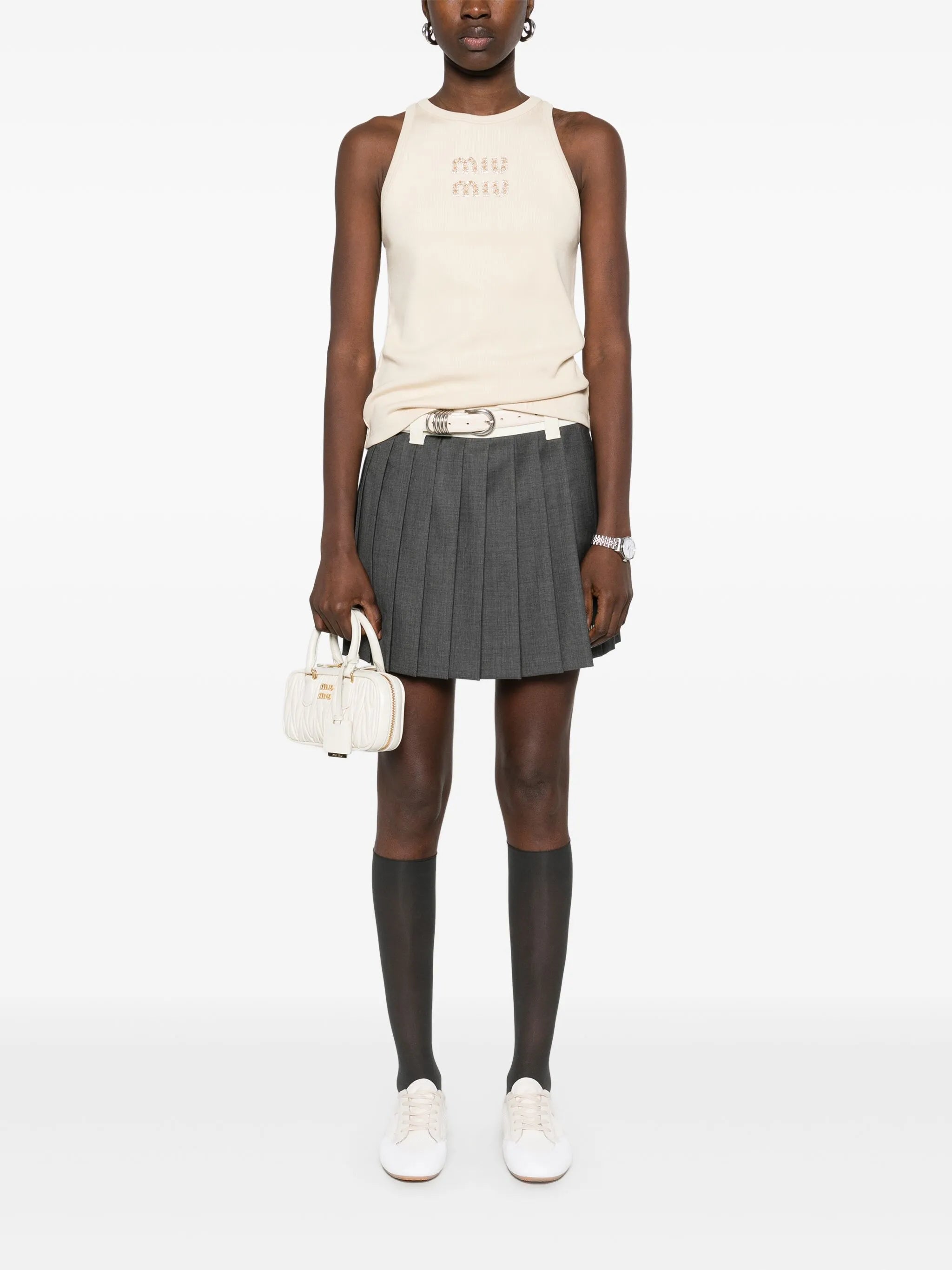 logo-embroidered jersey tank top