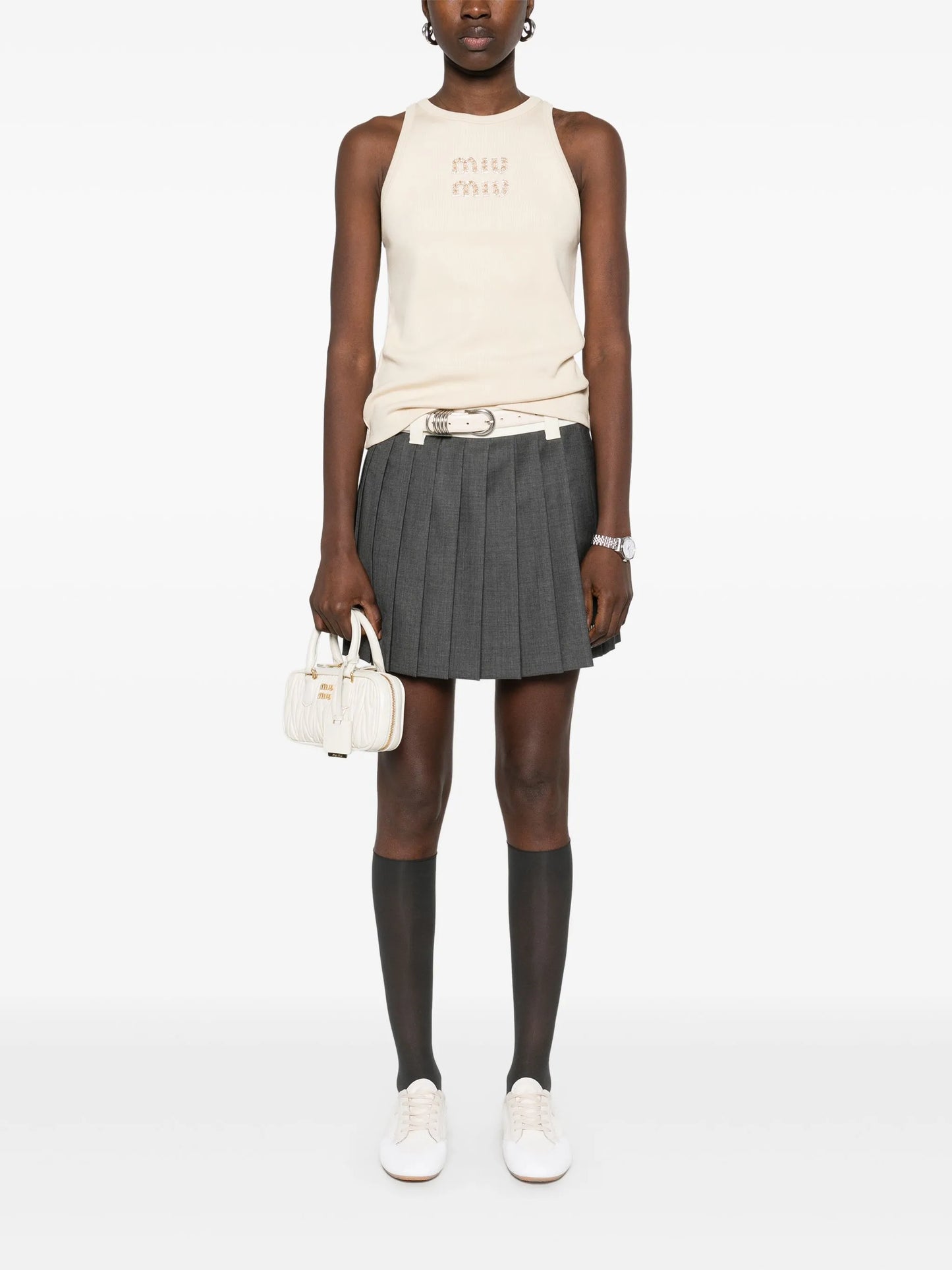 logo-embroidered jersey tank top
