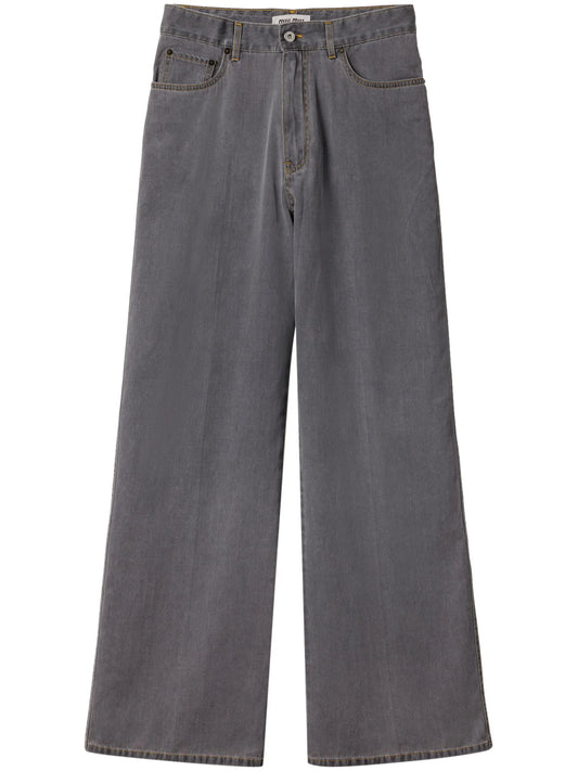logo-embroidered wide-leg jeans