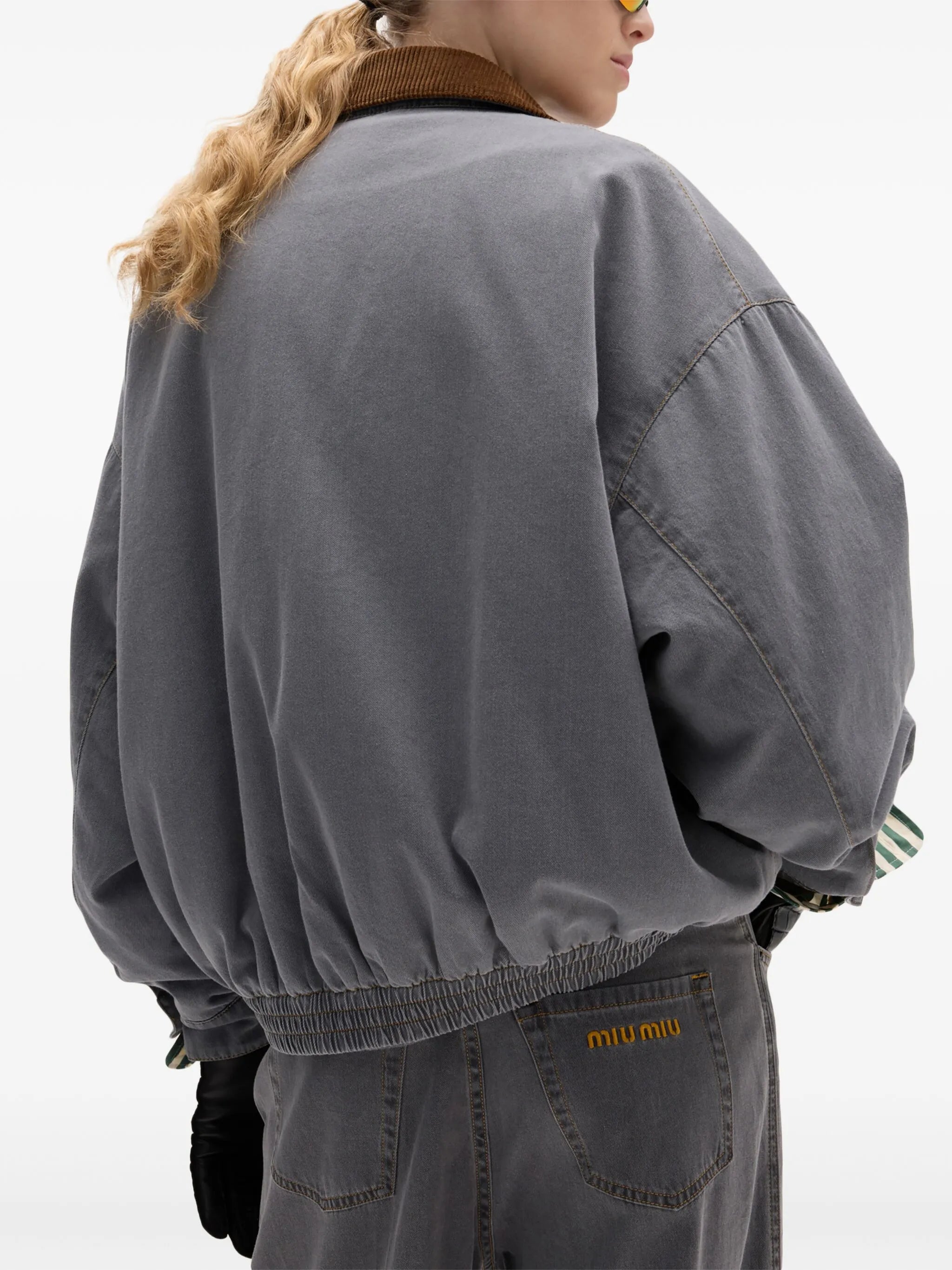 velvet-trim bomber jacket