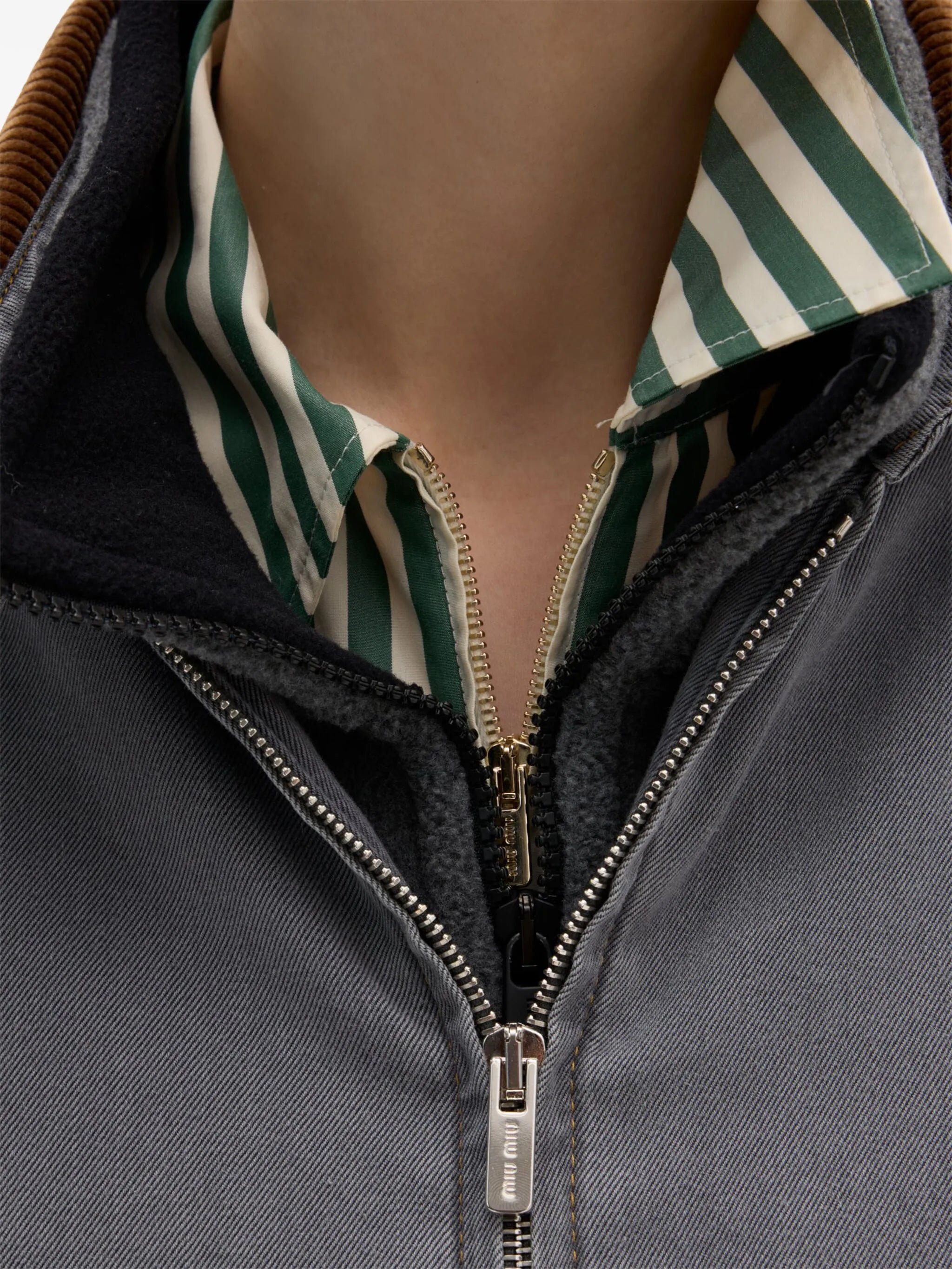 velvet-trim bomber jacket