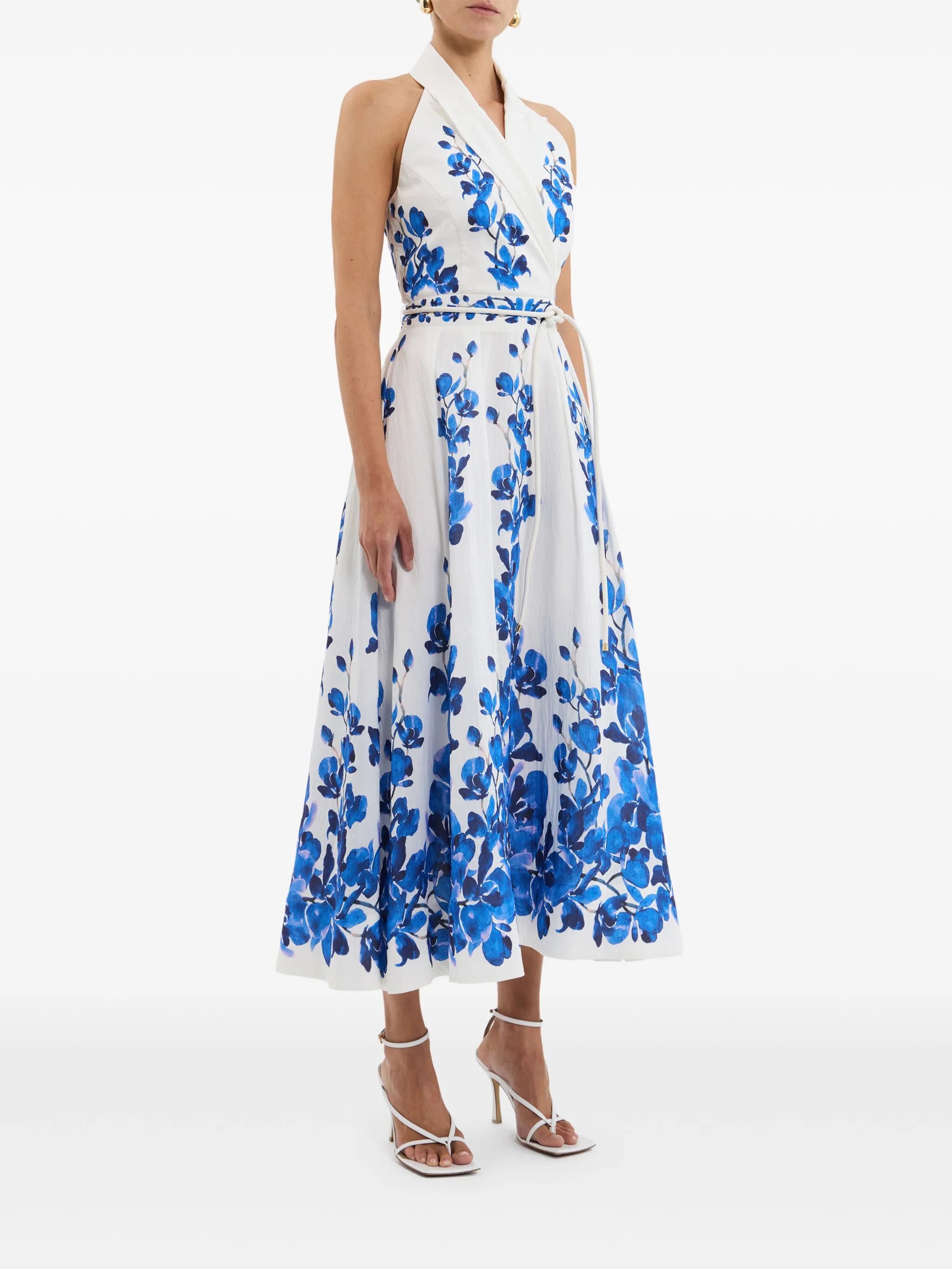 floral-motif midi dress