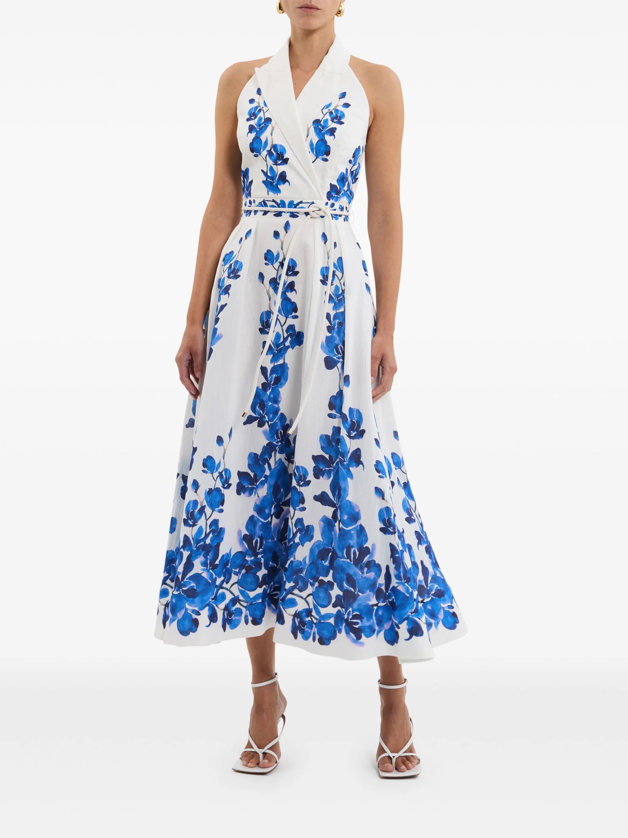 floral-motif midi dress