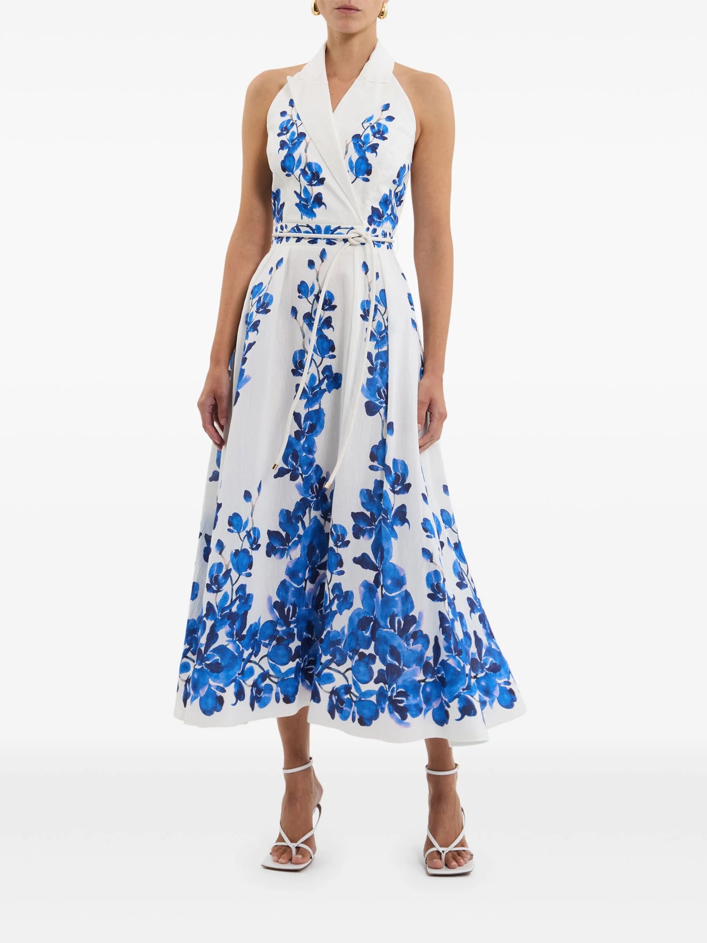 floral-motif midi dress