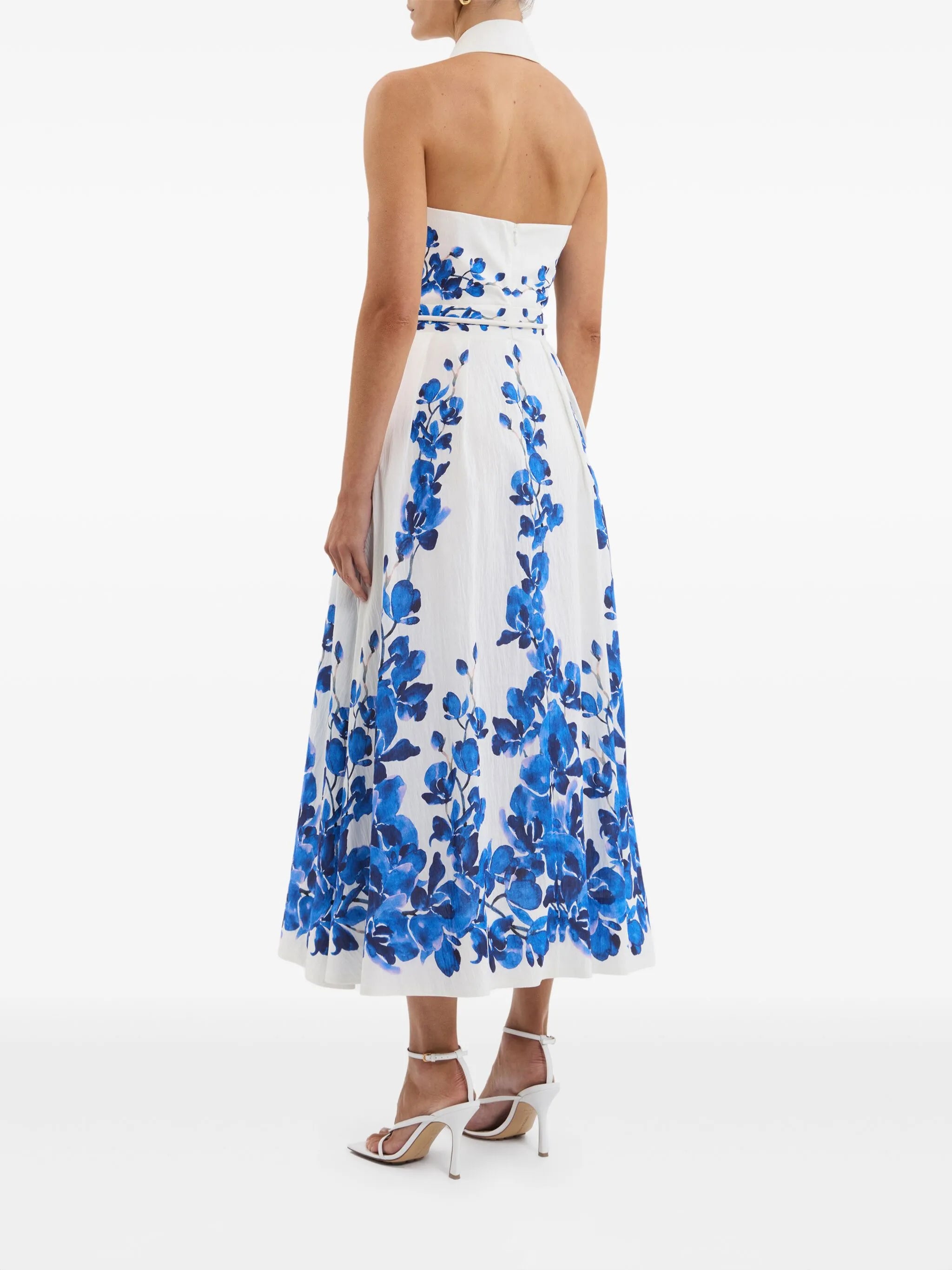 floral-motif midi dress