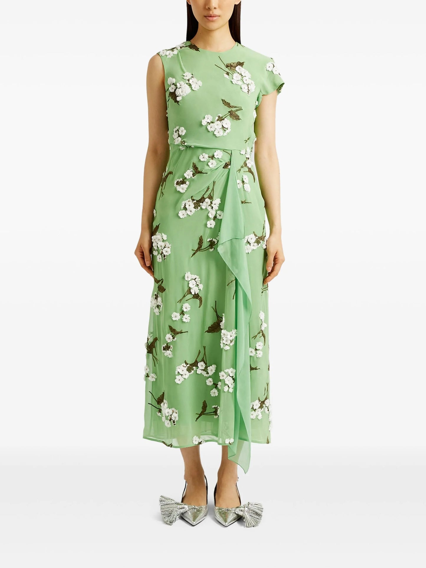 embellished chiffon midi dress