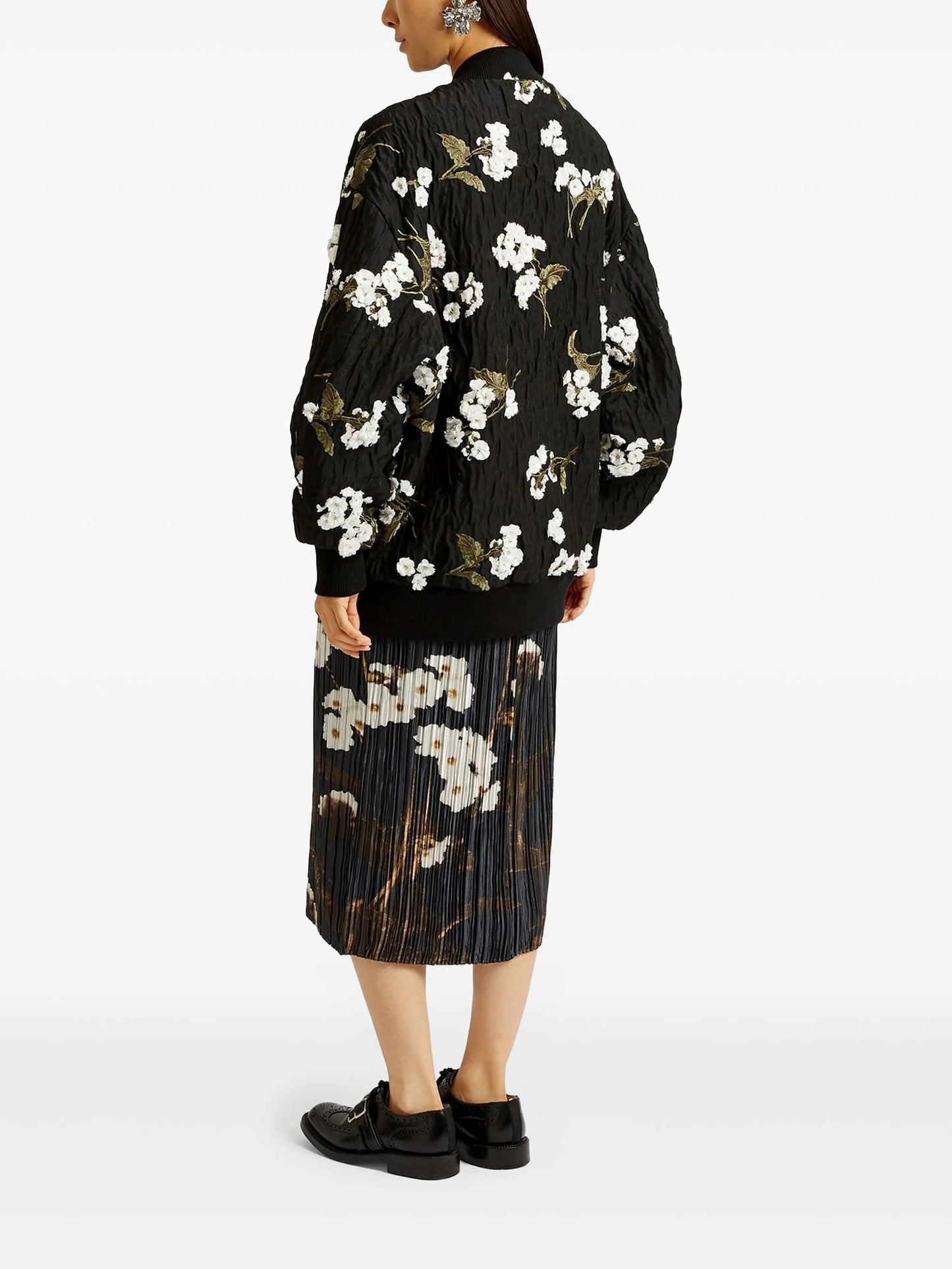 floral-appliqué bomber jacket