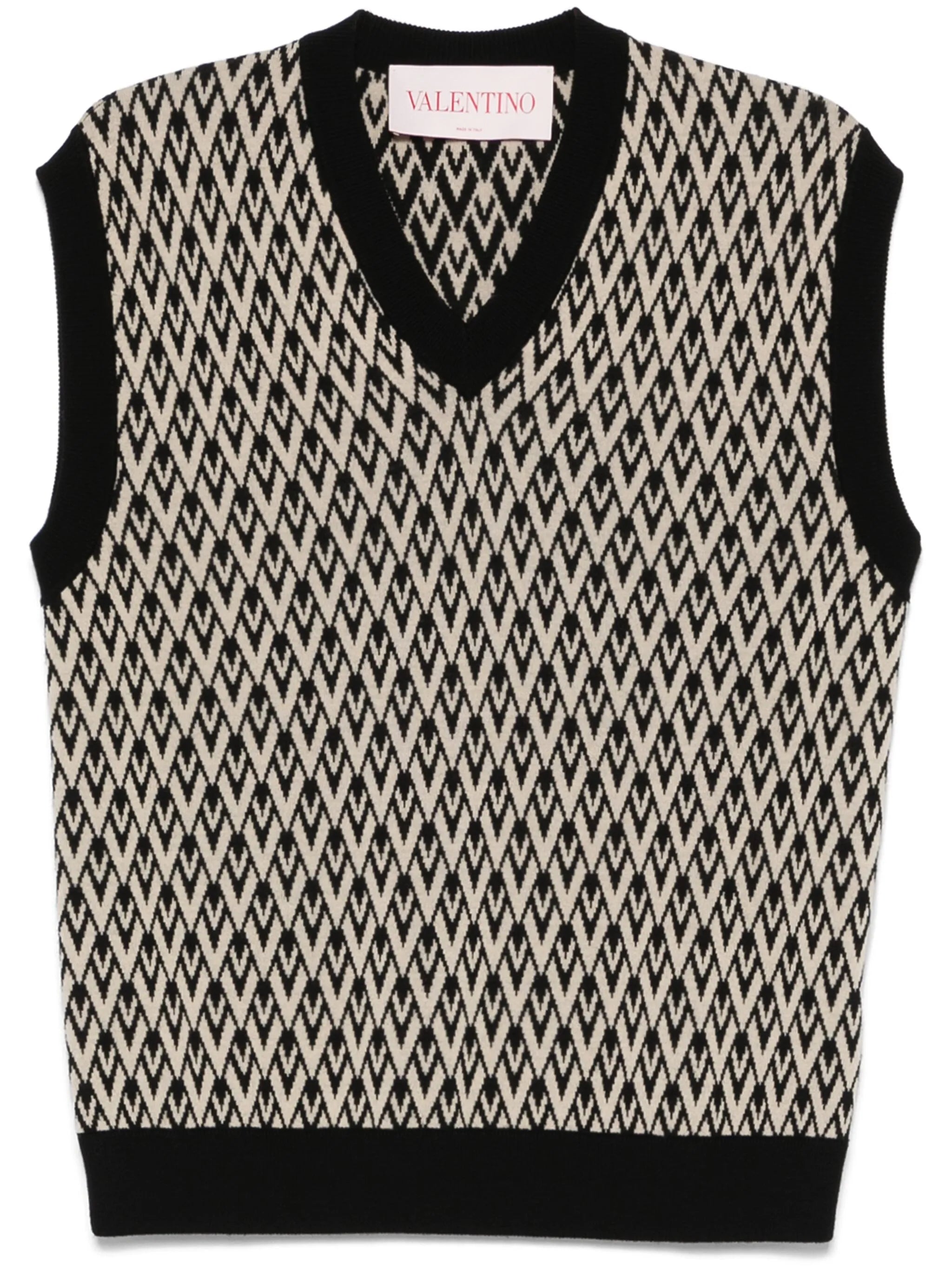 wool vest with Toute La V jacquard pattern