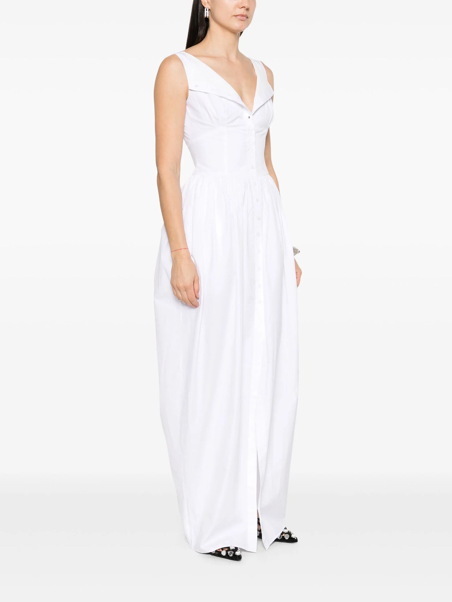 sleeveless balloon maxi dress