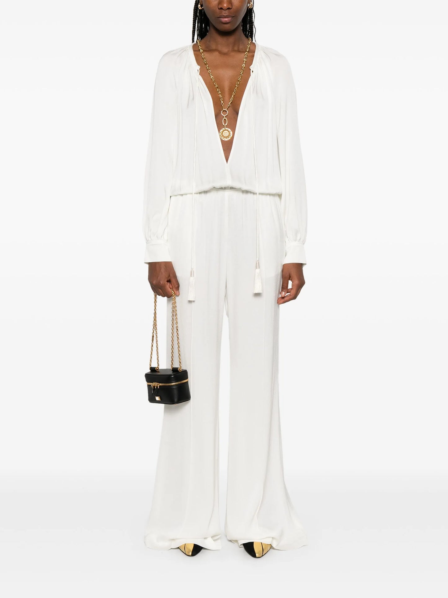 tie-neck jumpsuit