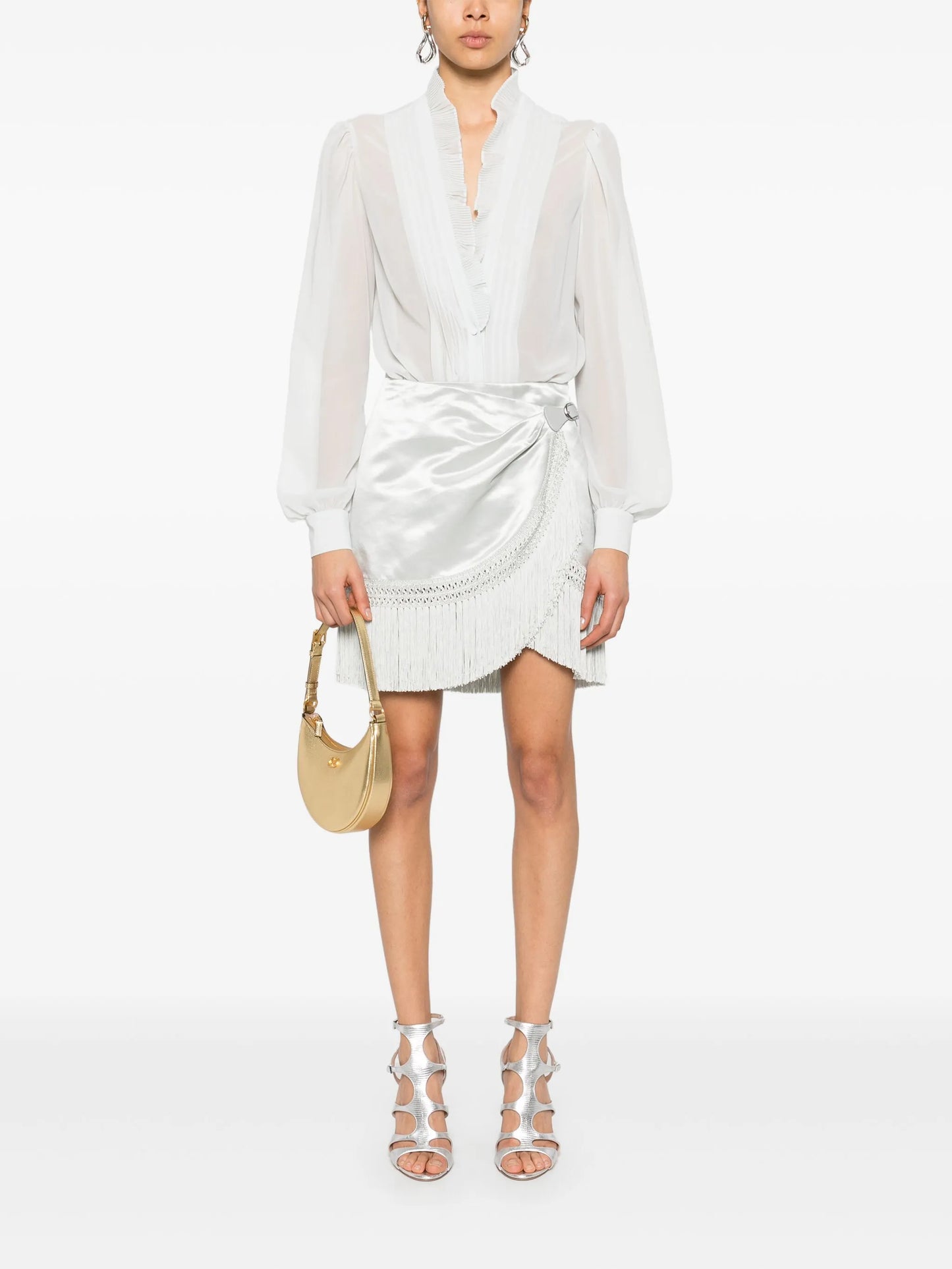 fringed-hem mini skirt