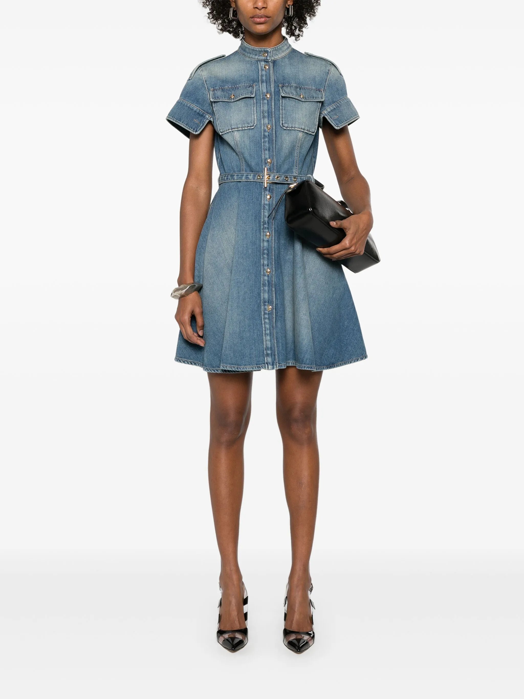 denim mini dress