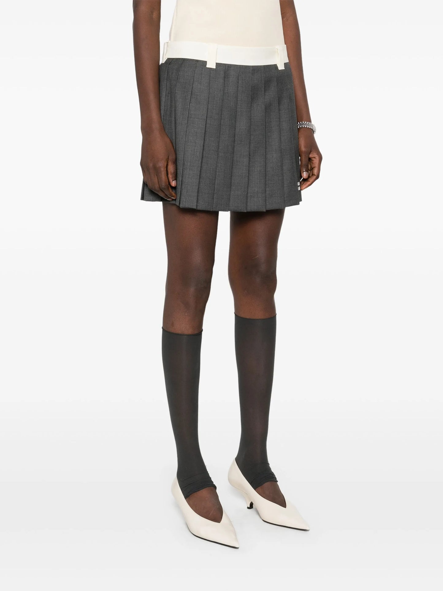 pleated mini skirt