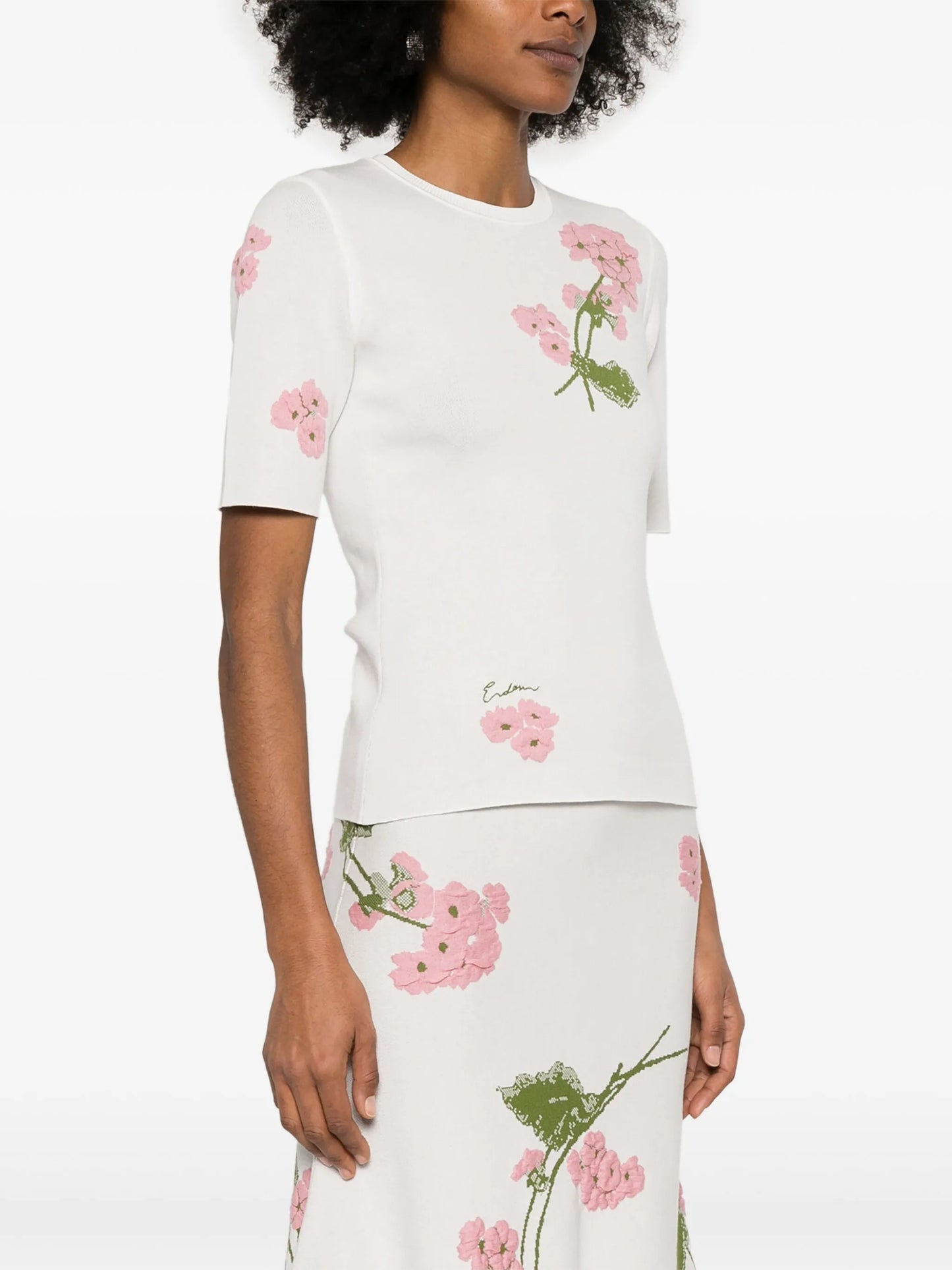 floral-jacquard T-shirt