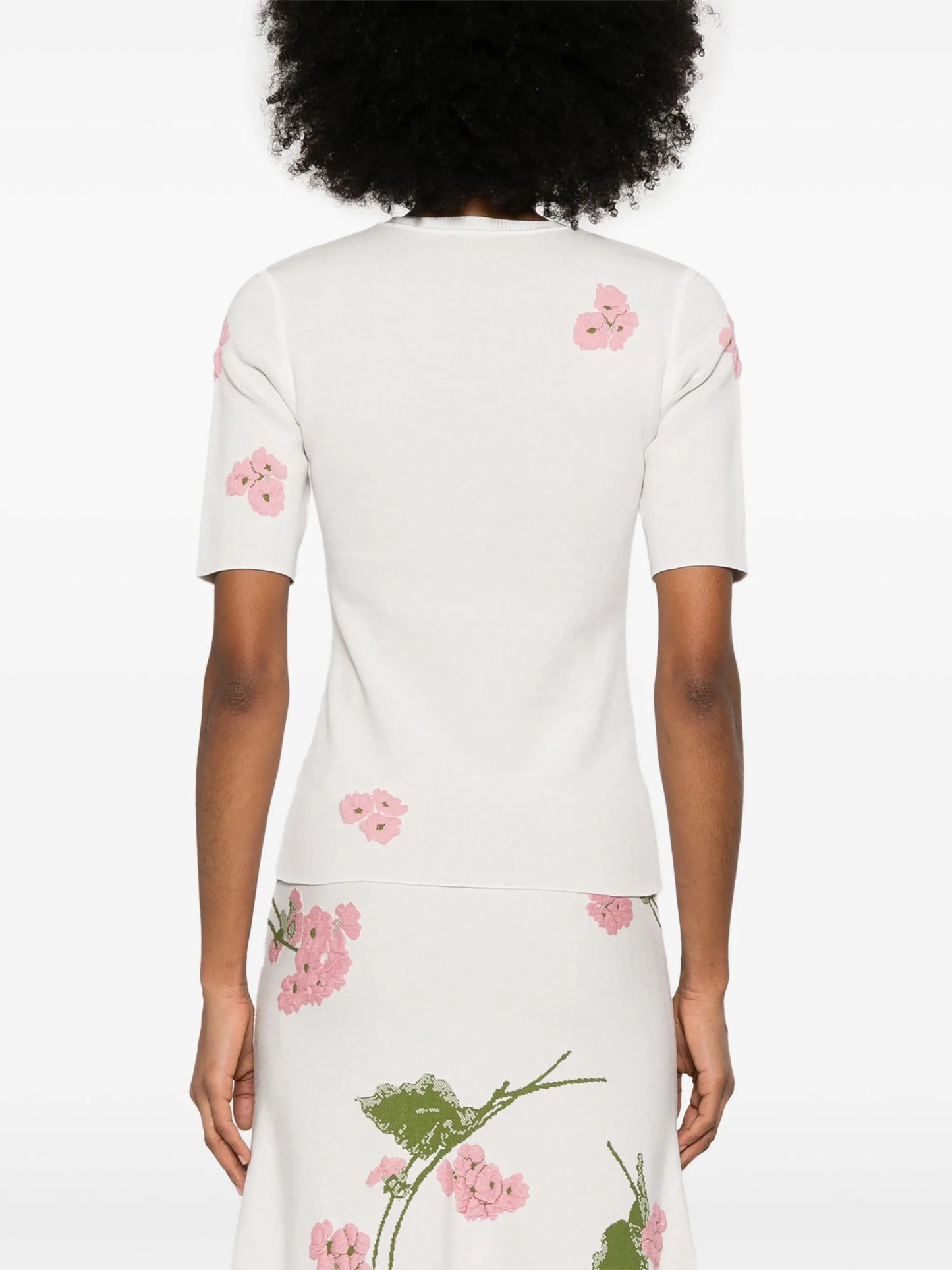 floral-jacquard T-shirt