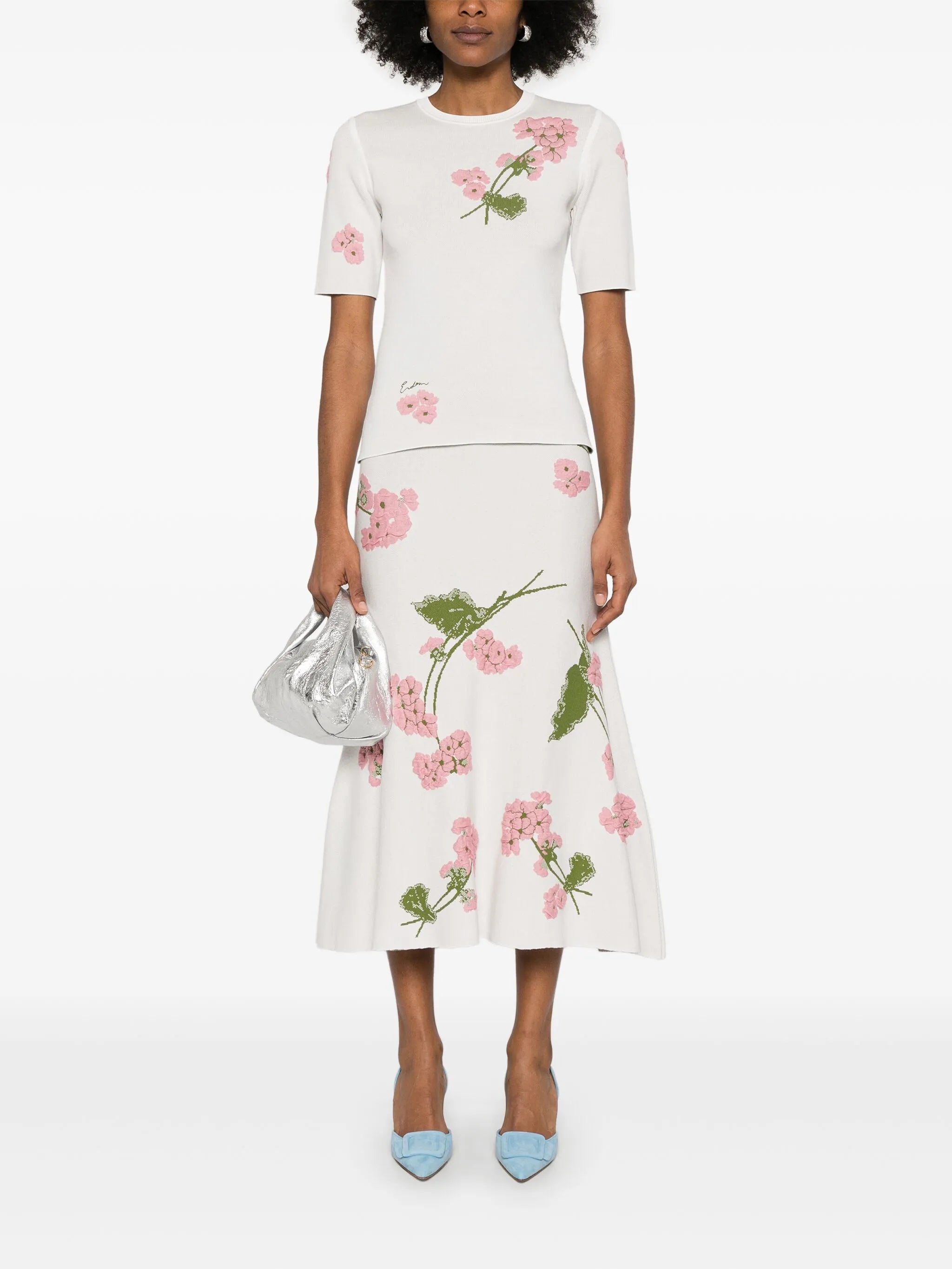 floral-jacquard T-shirt
