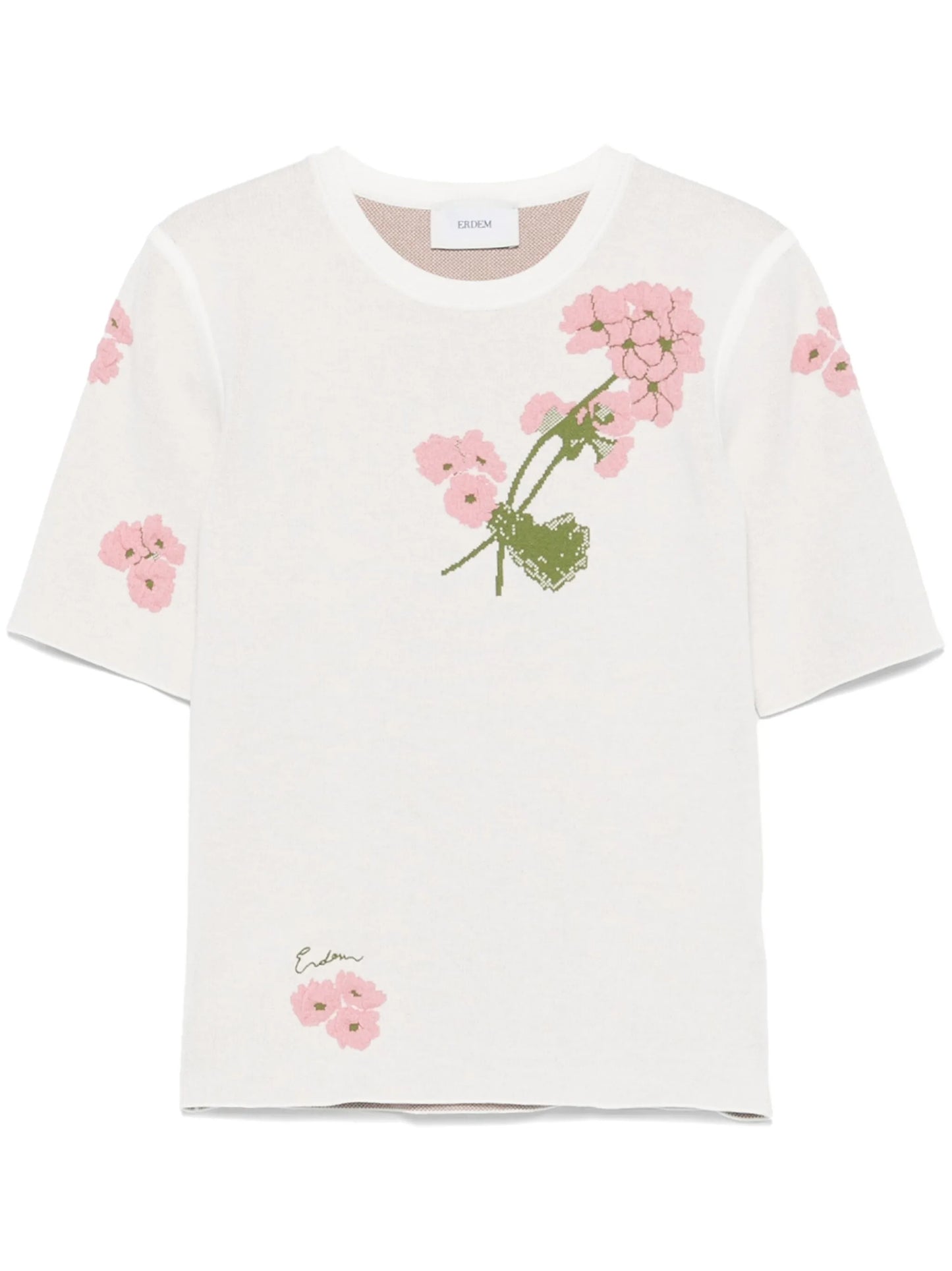 floral-jacquard T-shirt