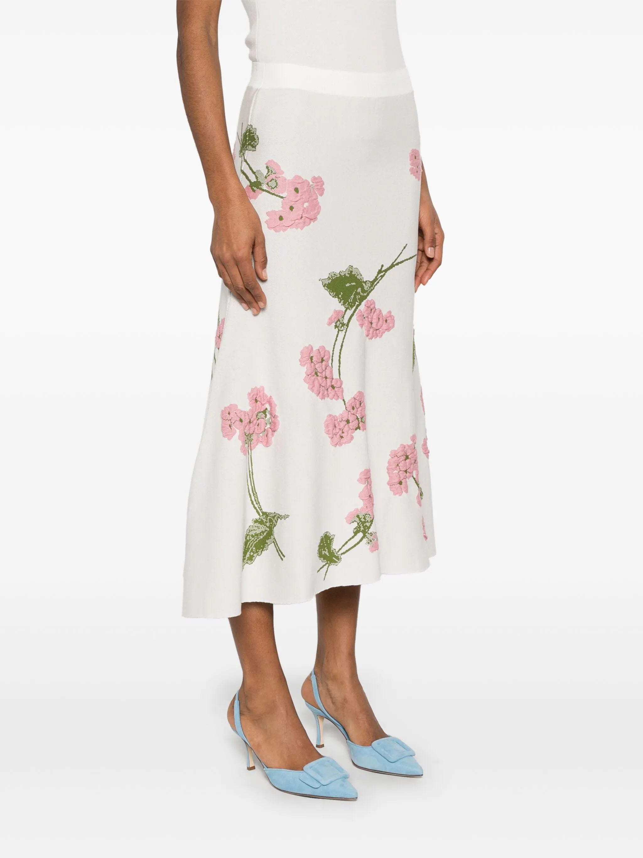 floral-jacquard midi skirt