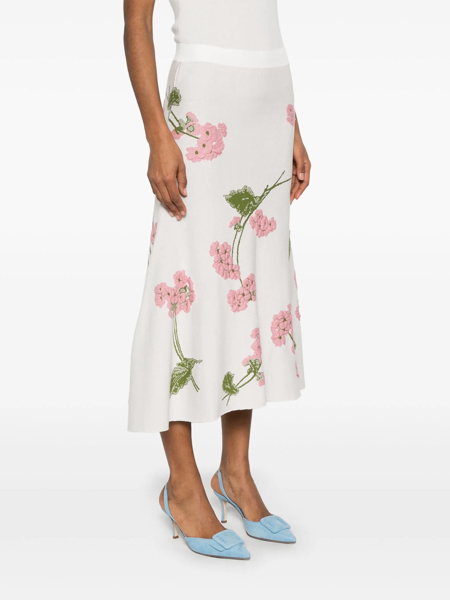 floral-jacquard midi skirt