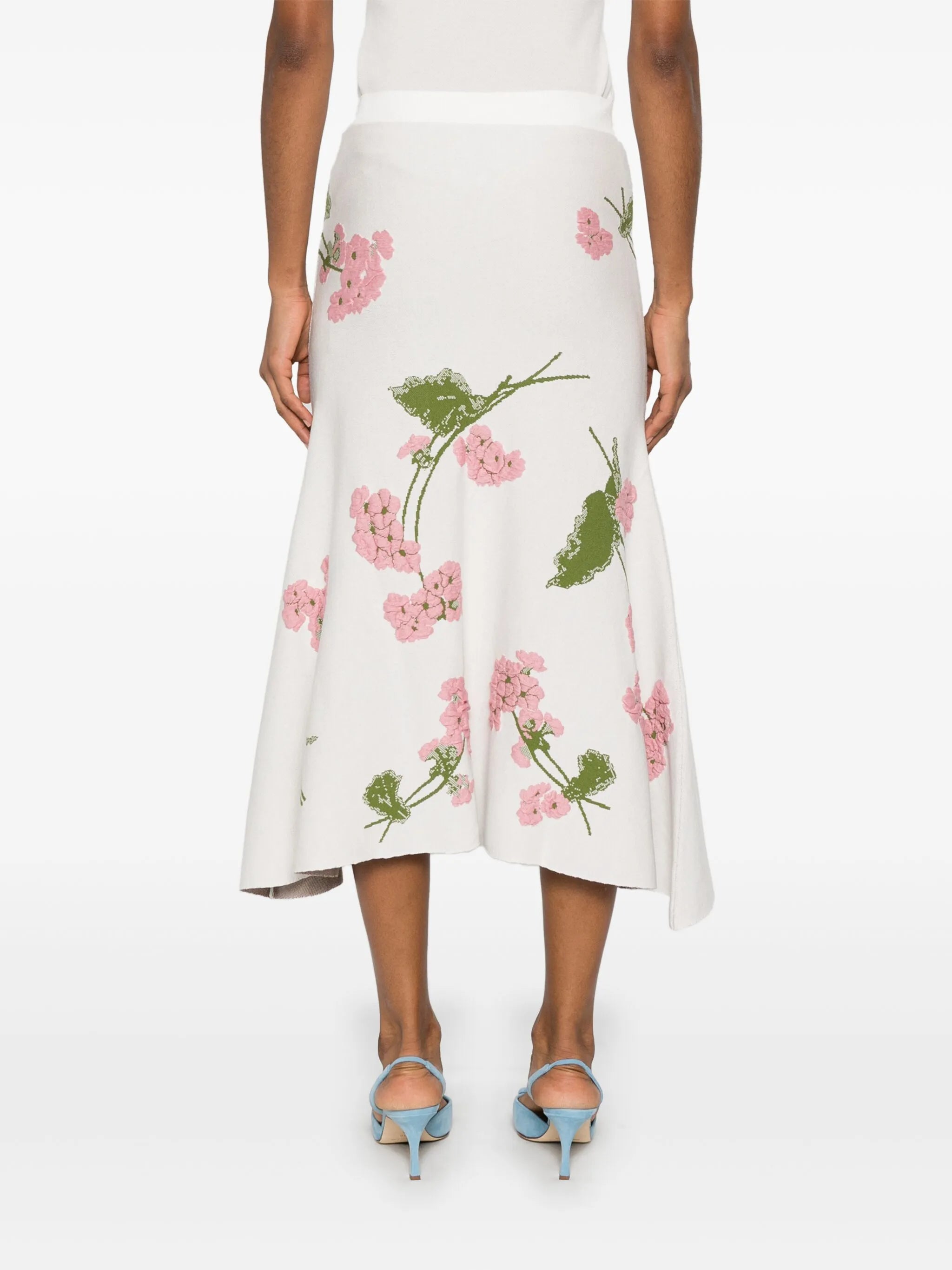 floral-jacquard midi skirt