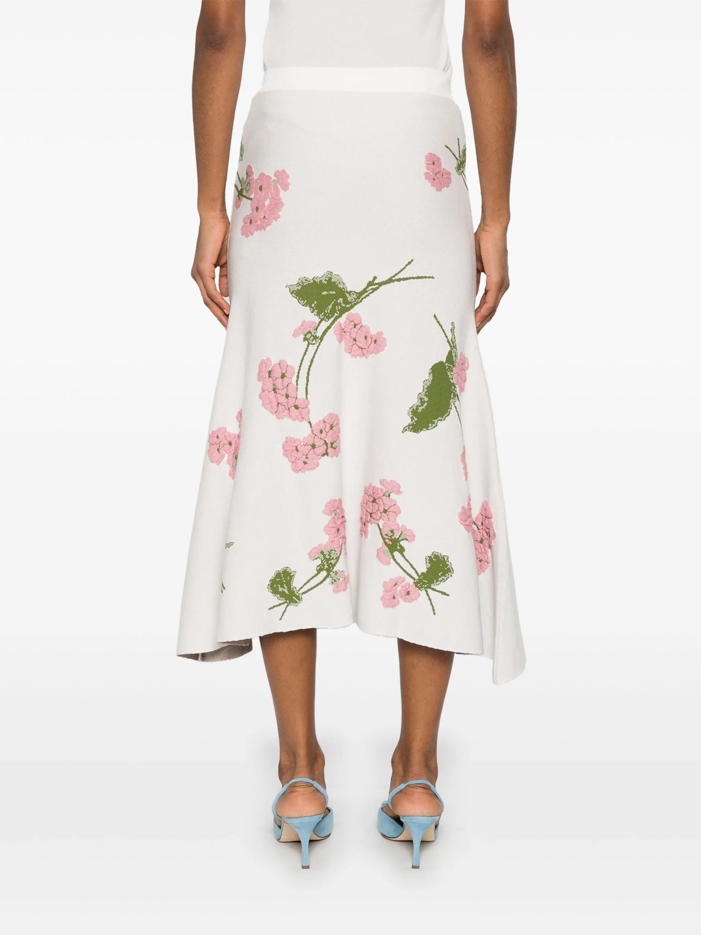 floral-jacquard midi skirt