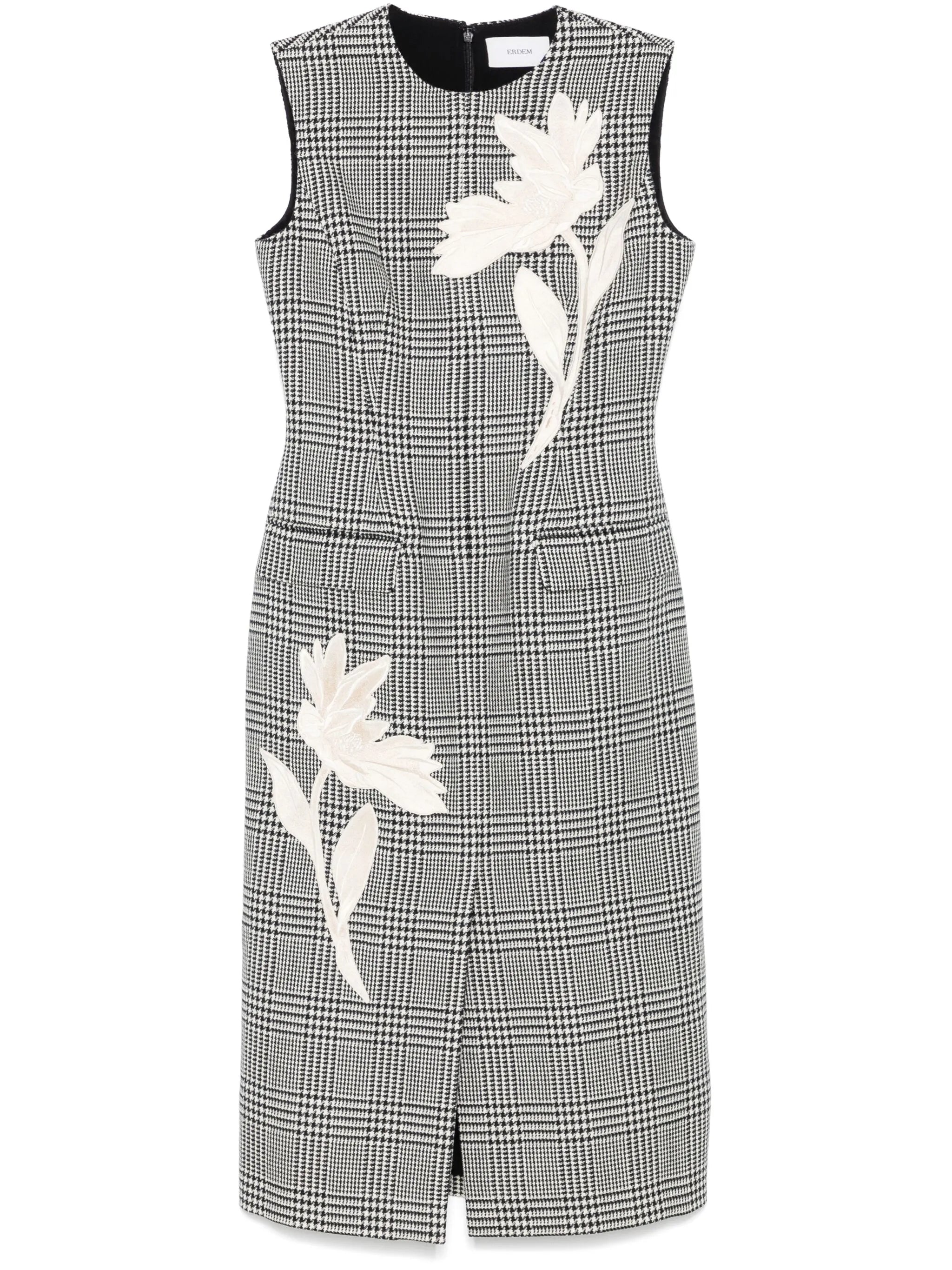 floral-embroidered checked maxi dress