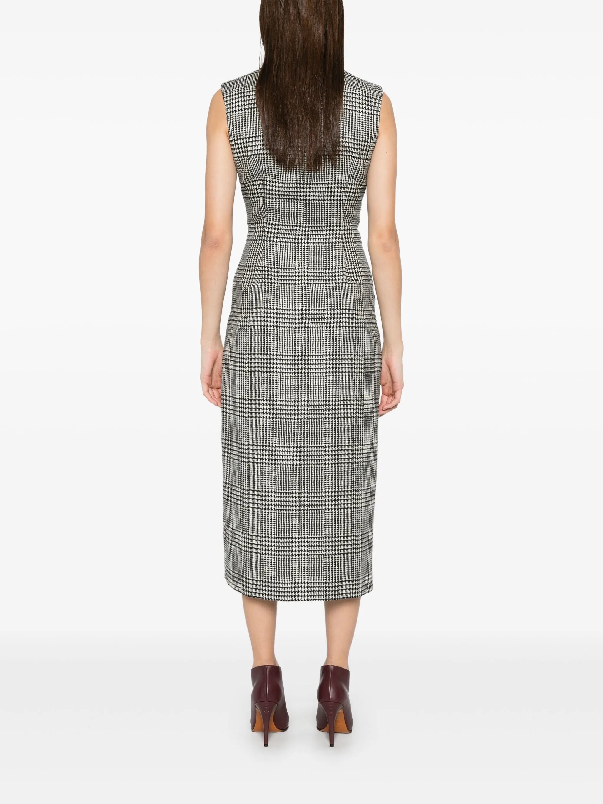 floral-embroidered checked maxi dress