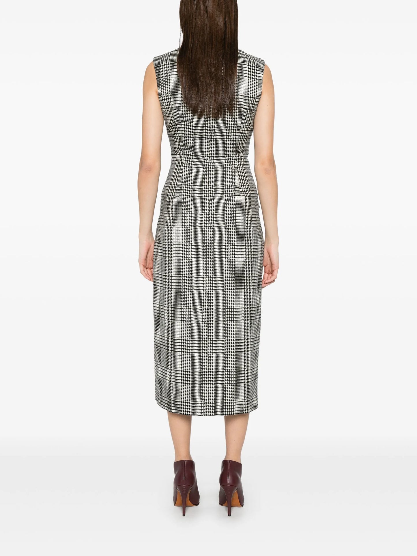 floral-embroidered checked maxi dress