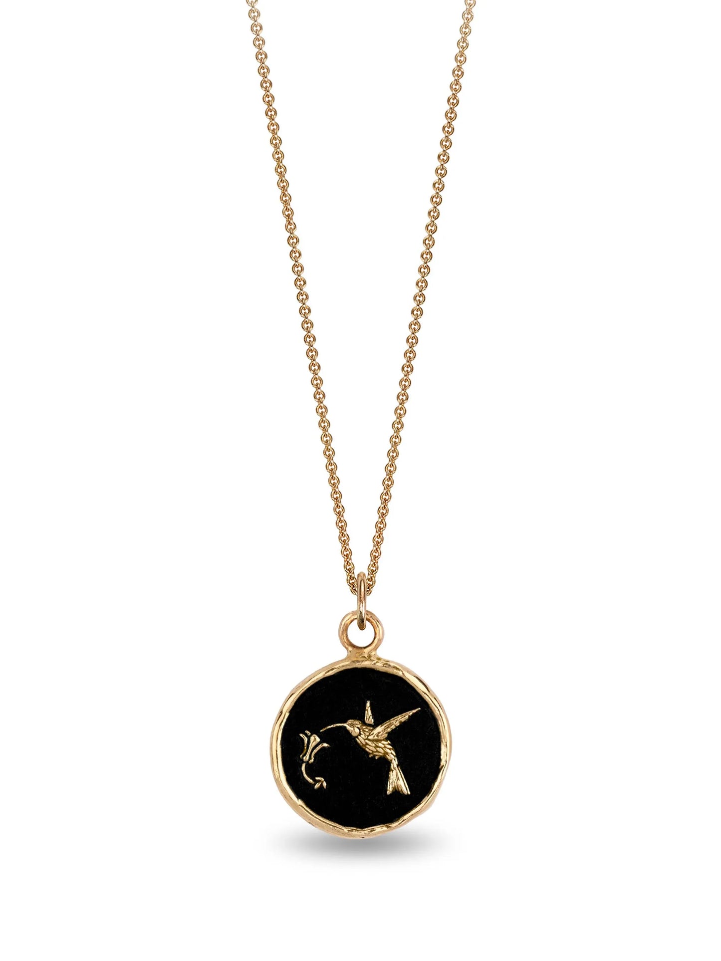 14K yellow gold Hummingbird Talisman pendant necklace