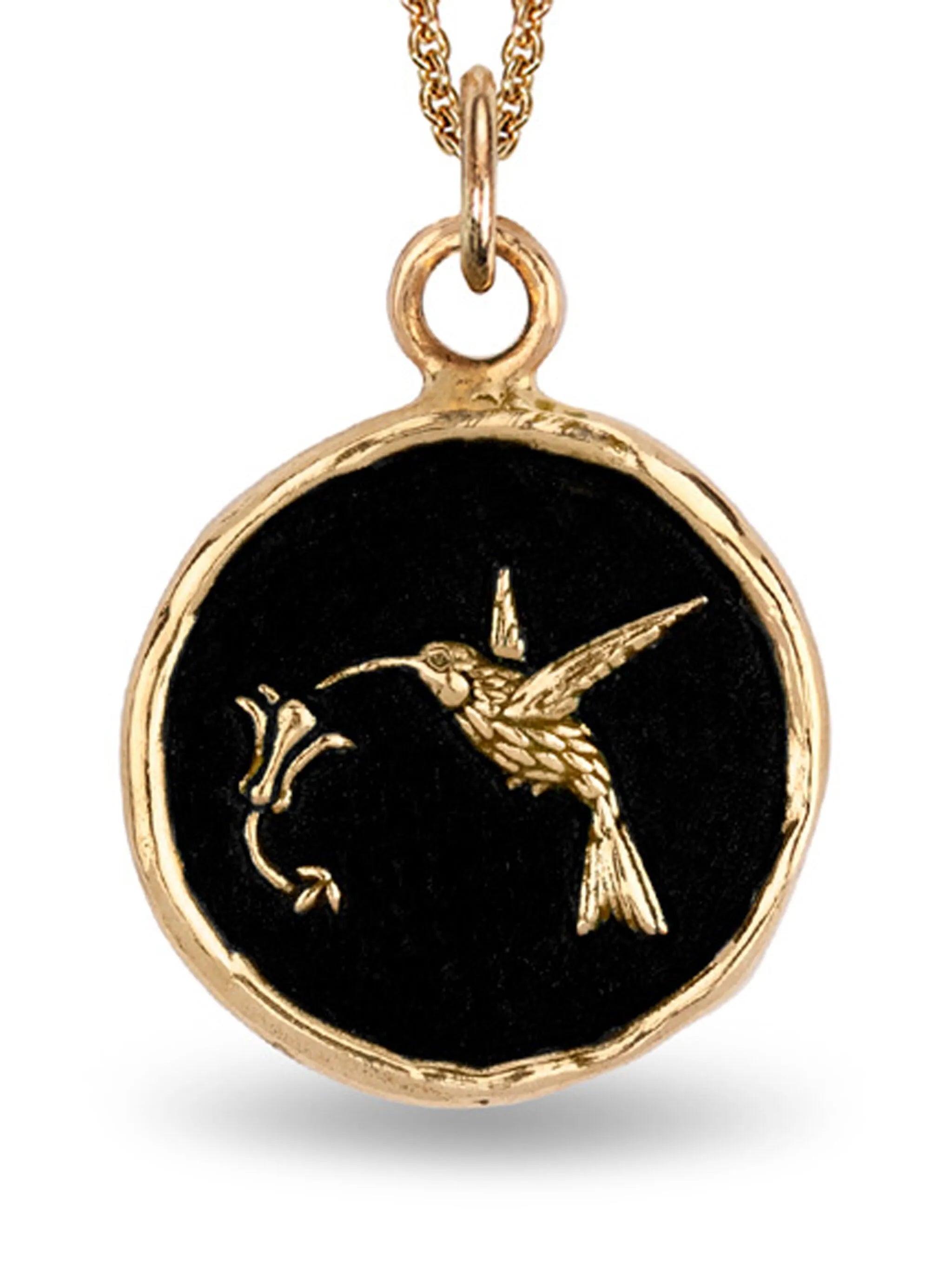 14K yellow gold Hummingbird Talisman pendant necklace