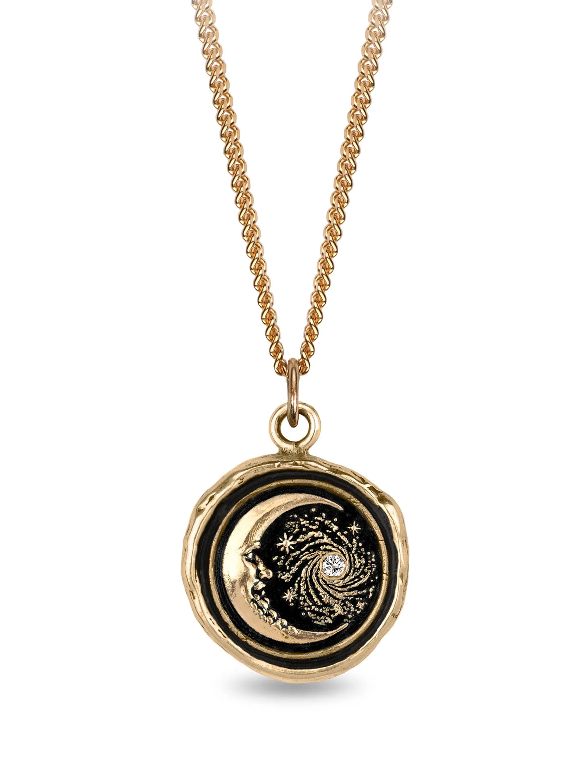 14K yellow gold Trust the Universe Talisman diamond pendant necklace