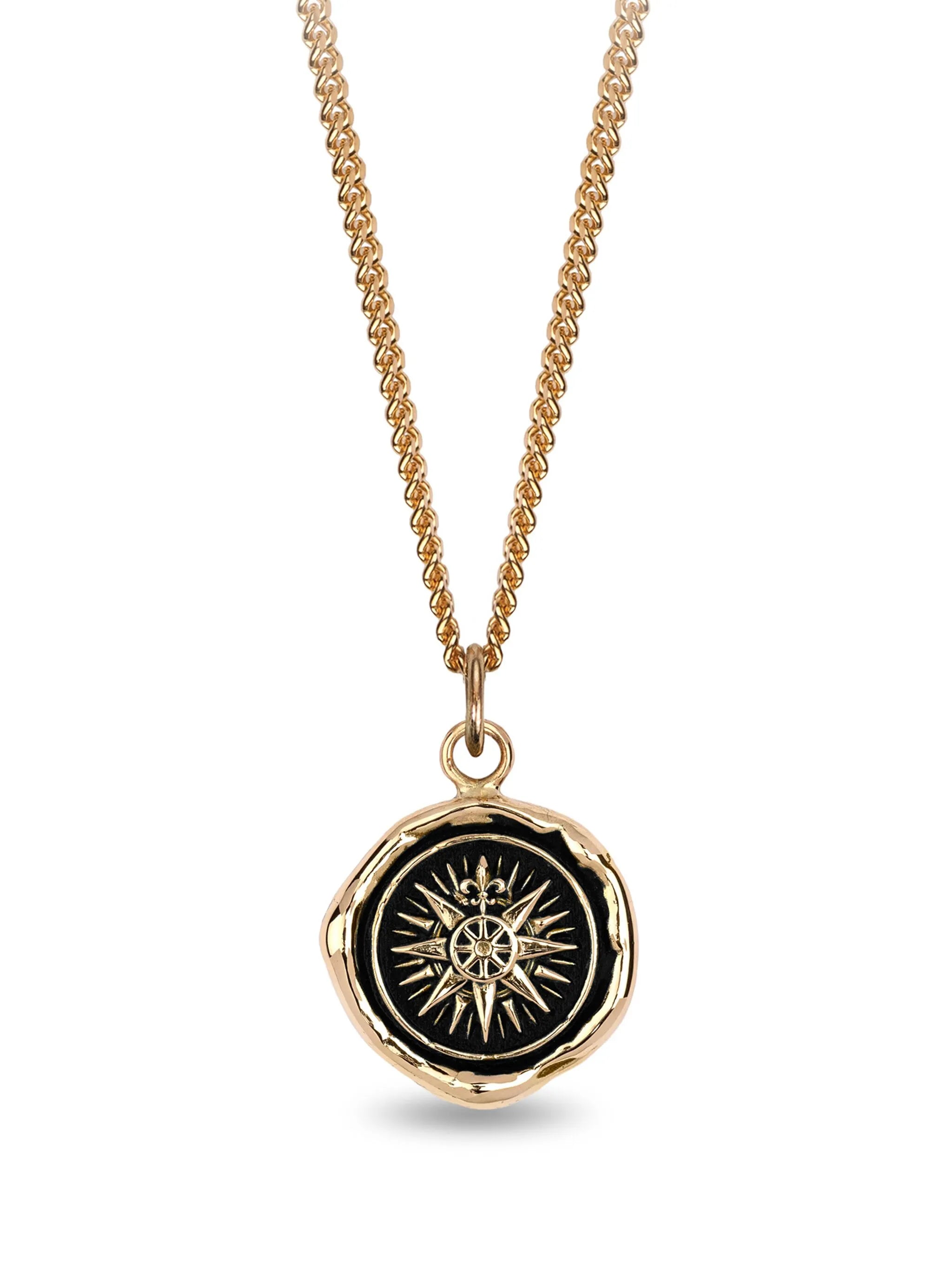 14K yellow gold Direction Talisman pendant necklace
