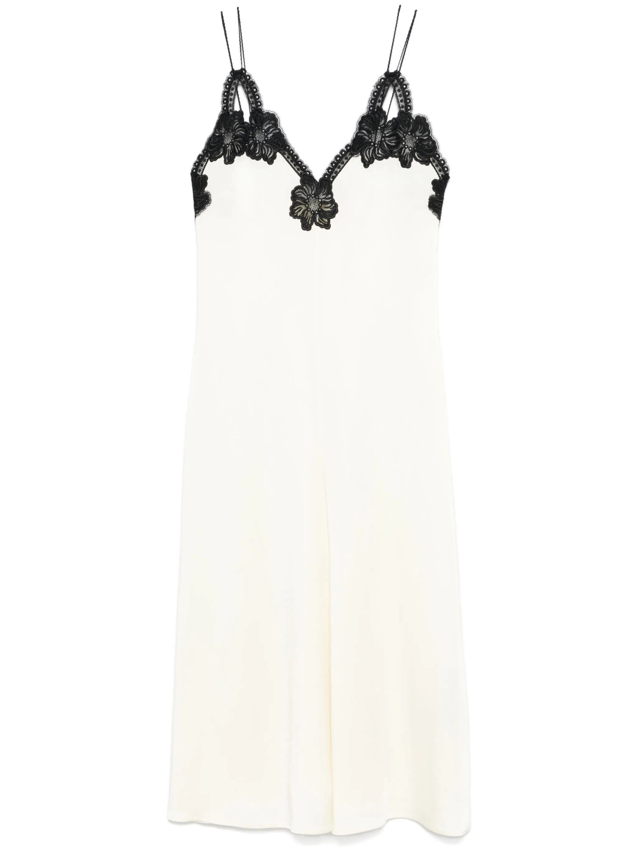 lace-trimmed midi dress